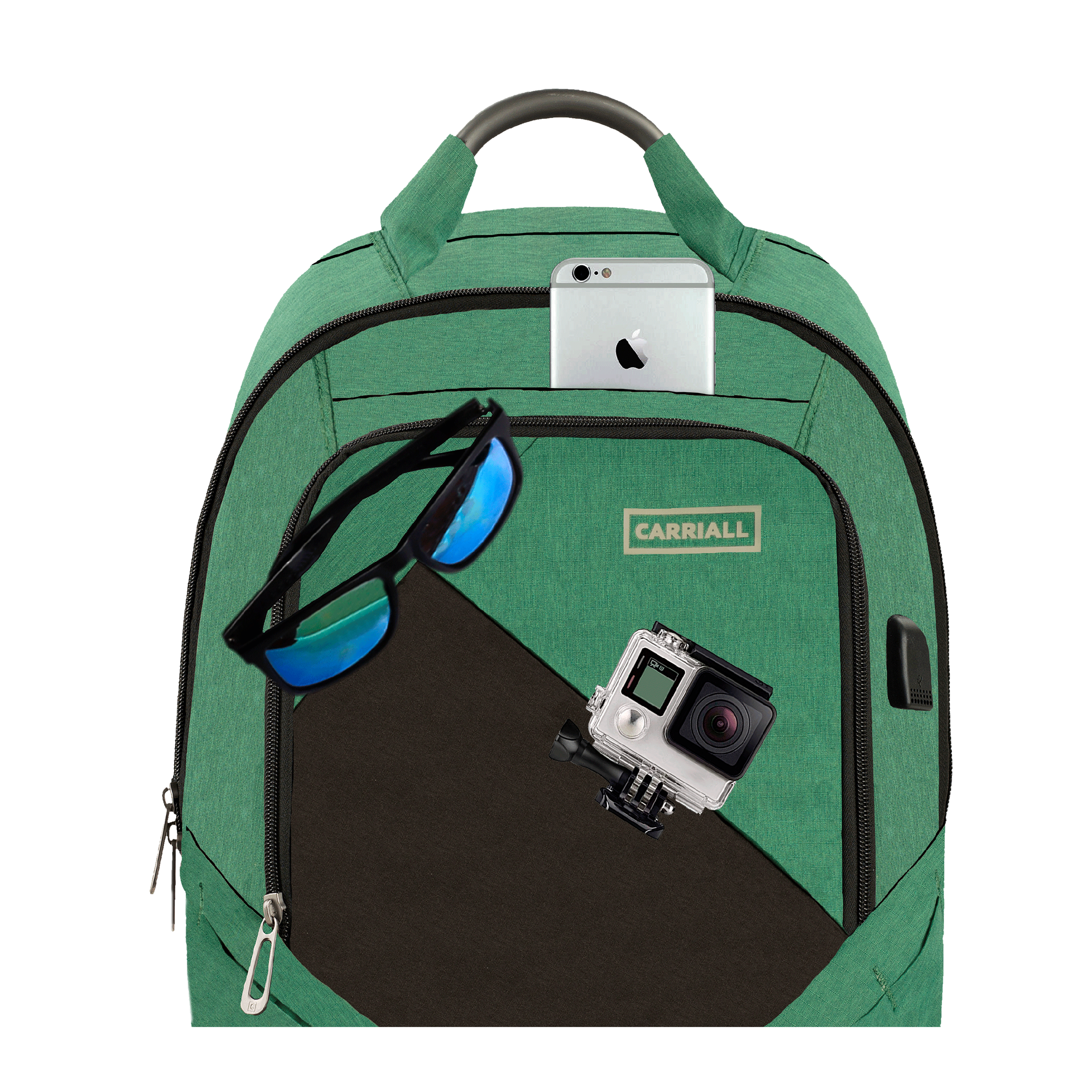 Carriall Minikin Polyester Laptop Backpack for 15.6 Inch Laptop (29.6 L, USB Charging Port, Green)_10