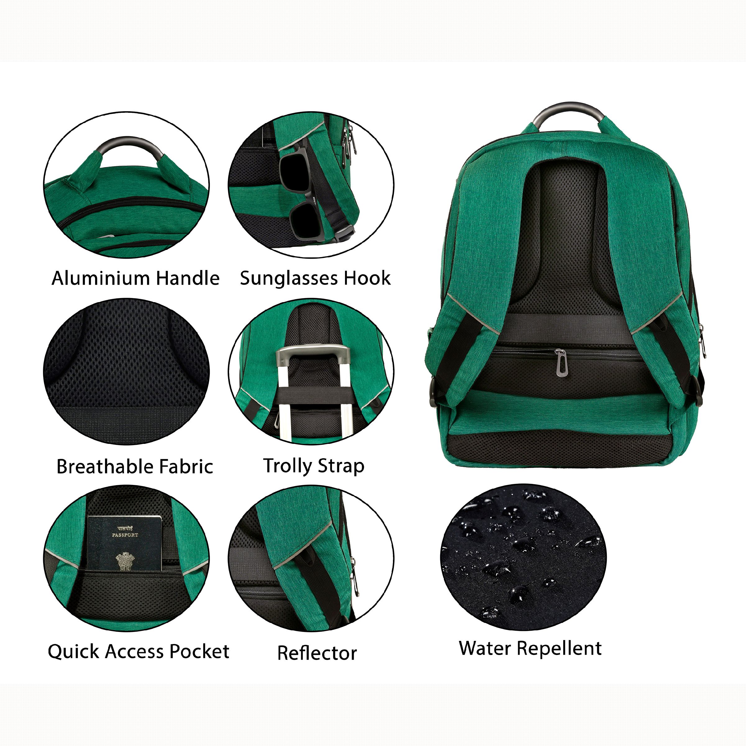 Carriall Minikin Polyester Laptop Backpack for 15.6 Inch Laptop (29.6 L, USB Charging Port, Green)_11