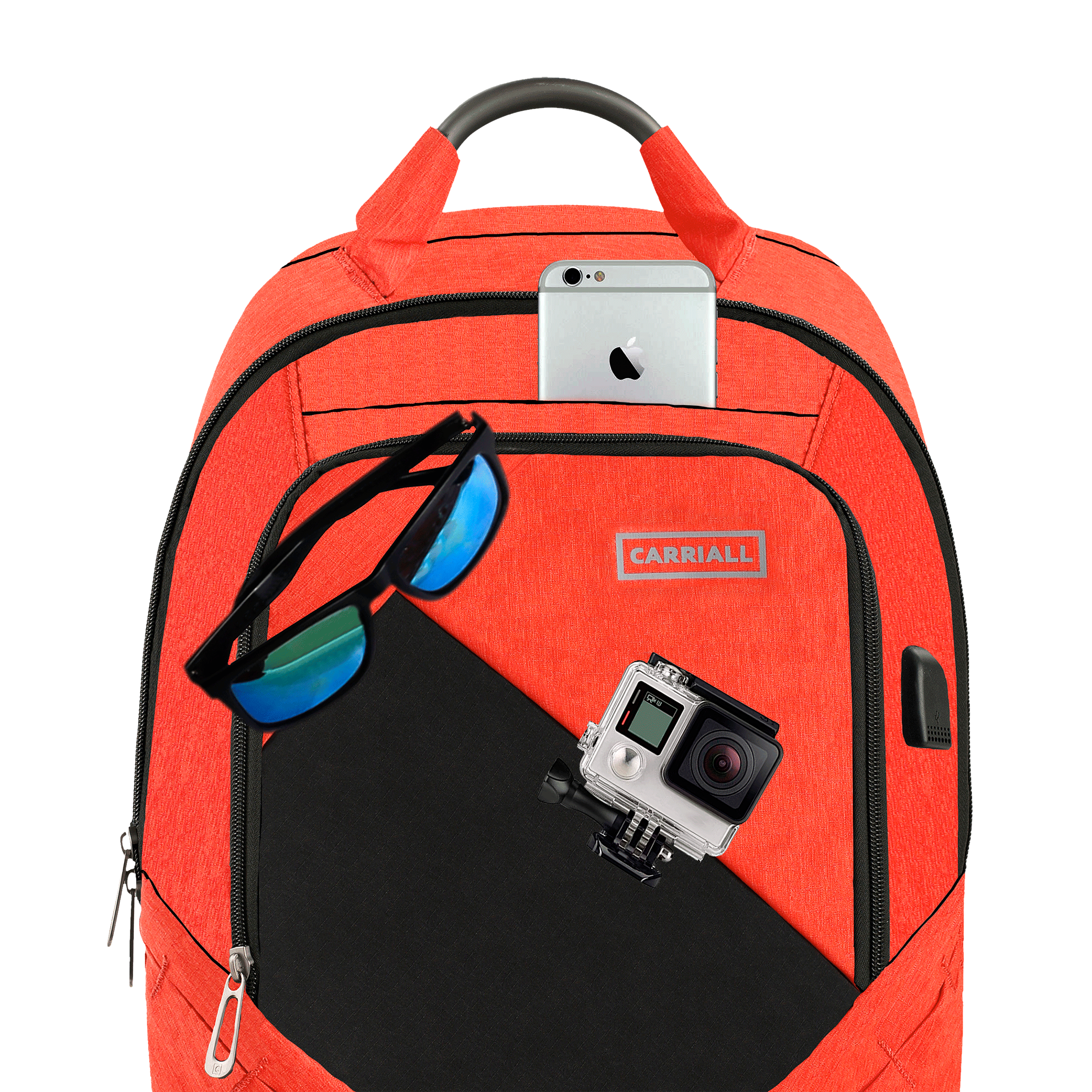 Carriall Minikin Polyester Laptop Backpack for 15.6 Inch Laptop (29.6 L, USB Charging Port, Orange)_5