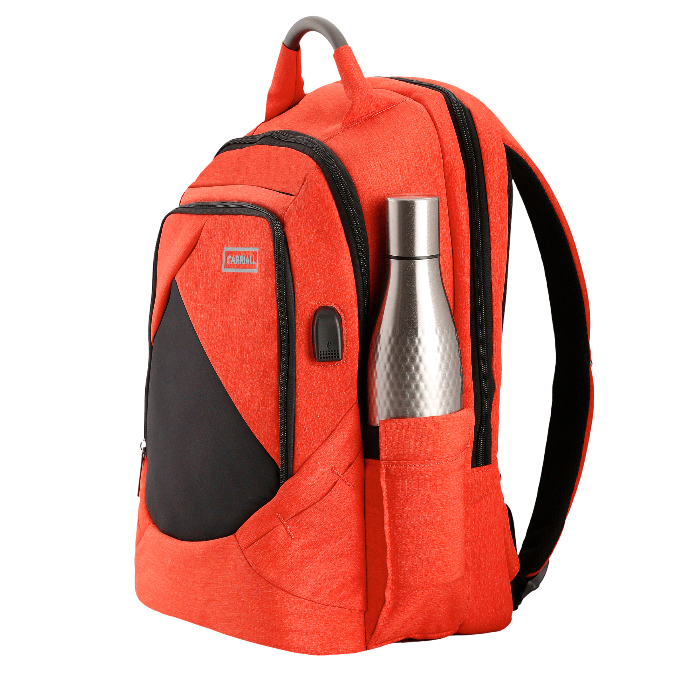 Carriall Minikin Polyester Laptop Backpack for 15.6 Inch Laptop (29.6 L, USB Charging Port, Orange)_6