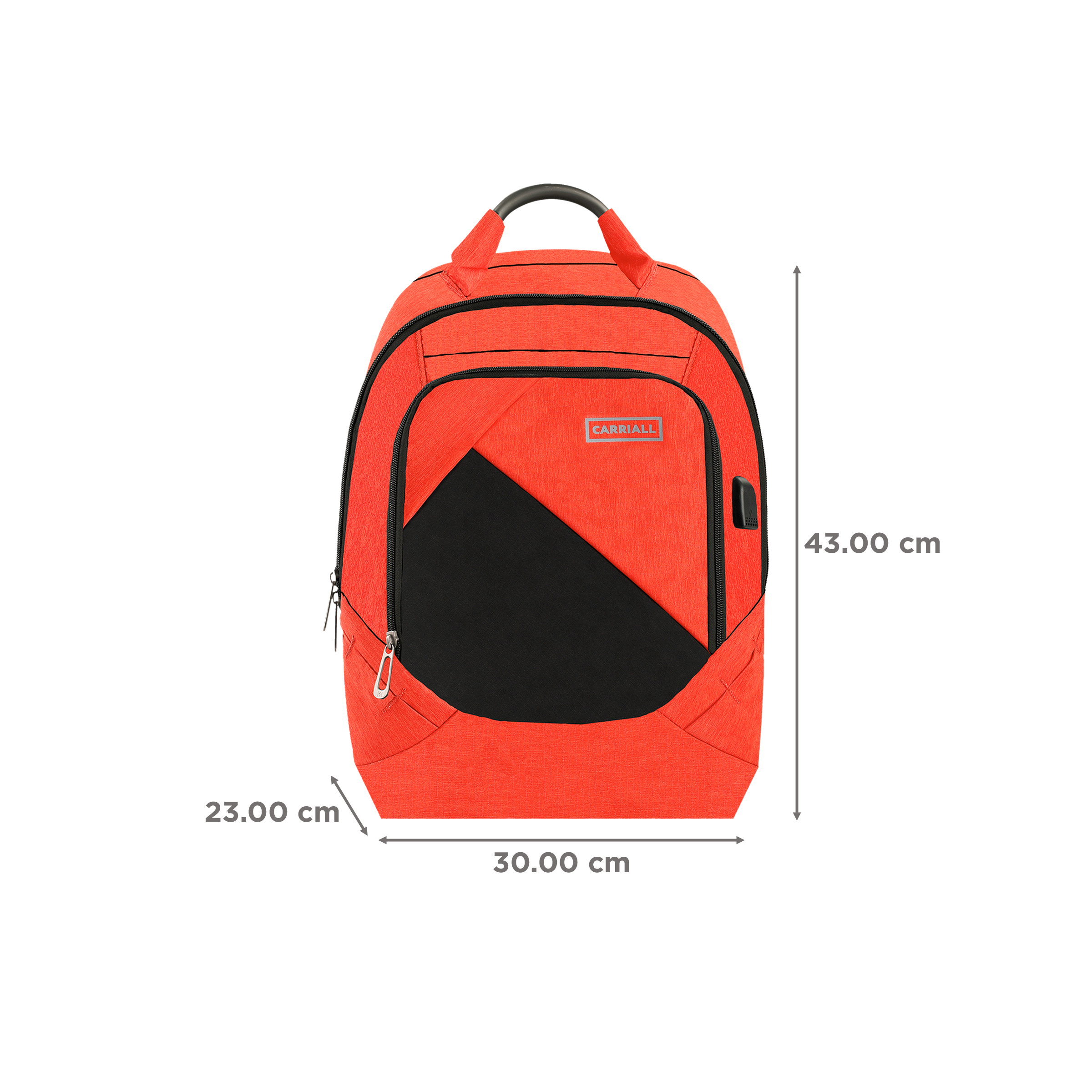 Carriall Minikin Polyester Laptop Backpack for 15.6 Inch Laptop (29.6 L, USB Charging Port, Orange)_3