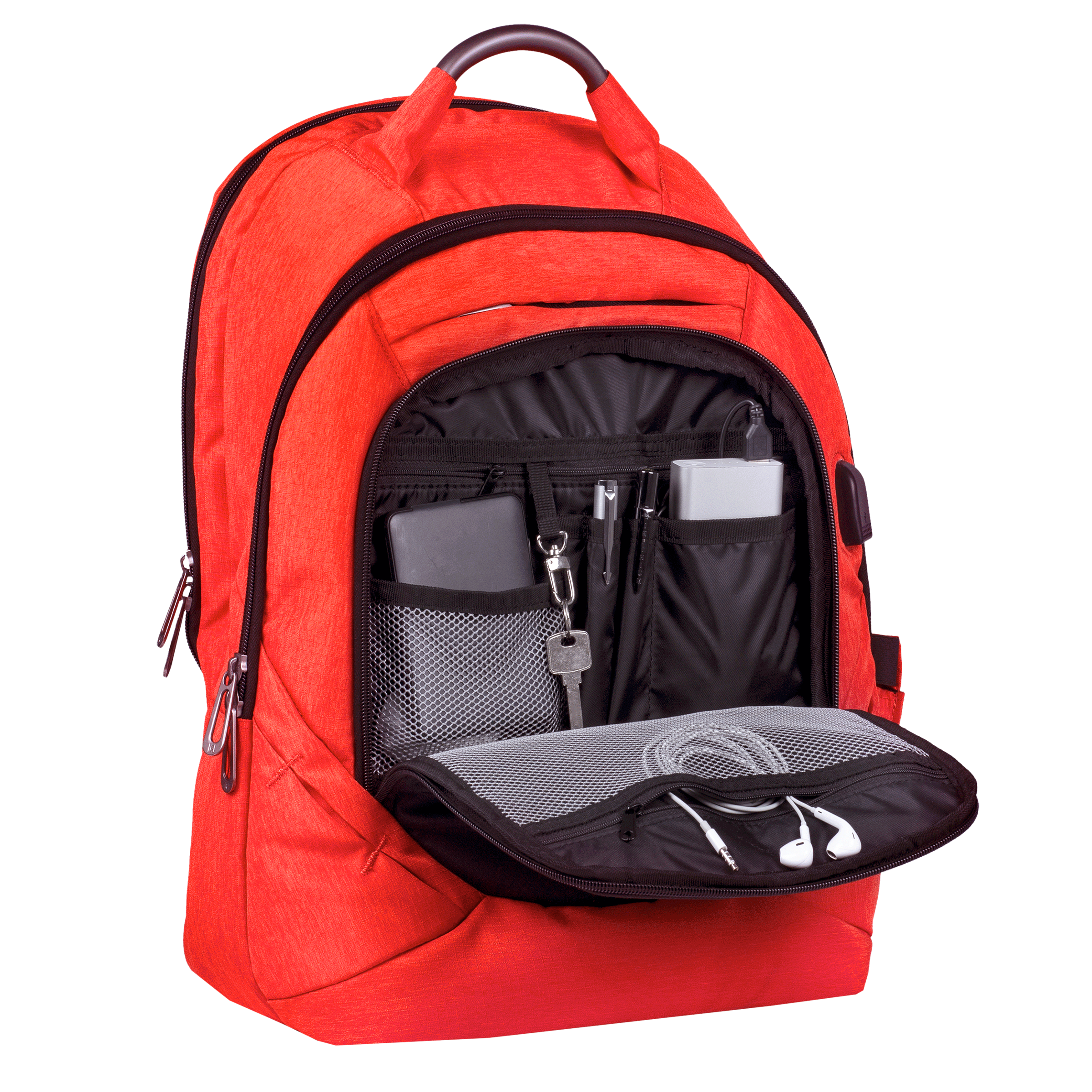 Carriall Minikin Polyester Laptop Backpack for 15.6 Inch Laptop (29.6 L, USB Charging Port, Orange)_4