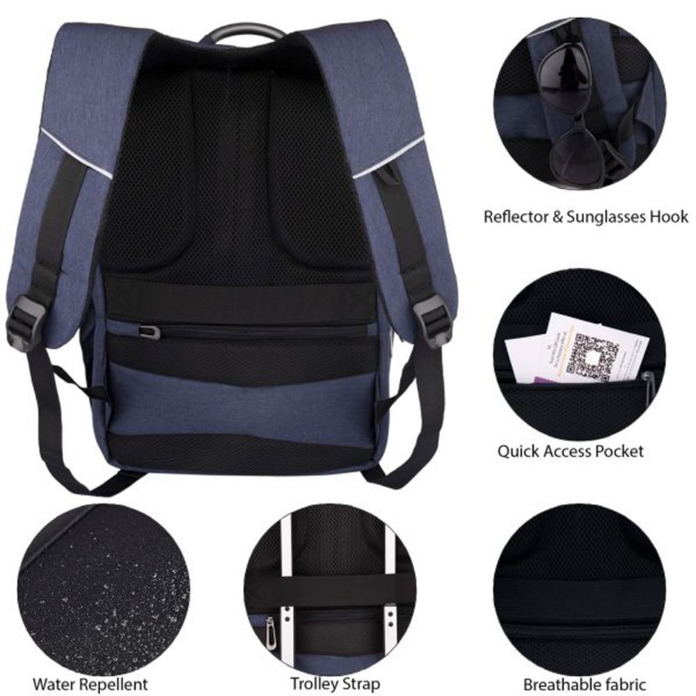 Carriall Minch Polyester Laptop Backpack for 15.6 Inch Laptop (27.3 L, USB Charging Port, Blue/Black)_7