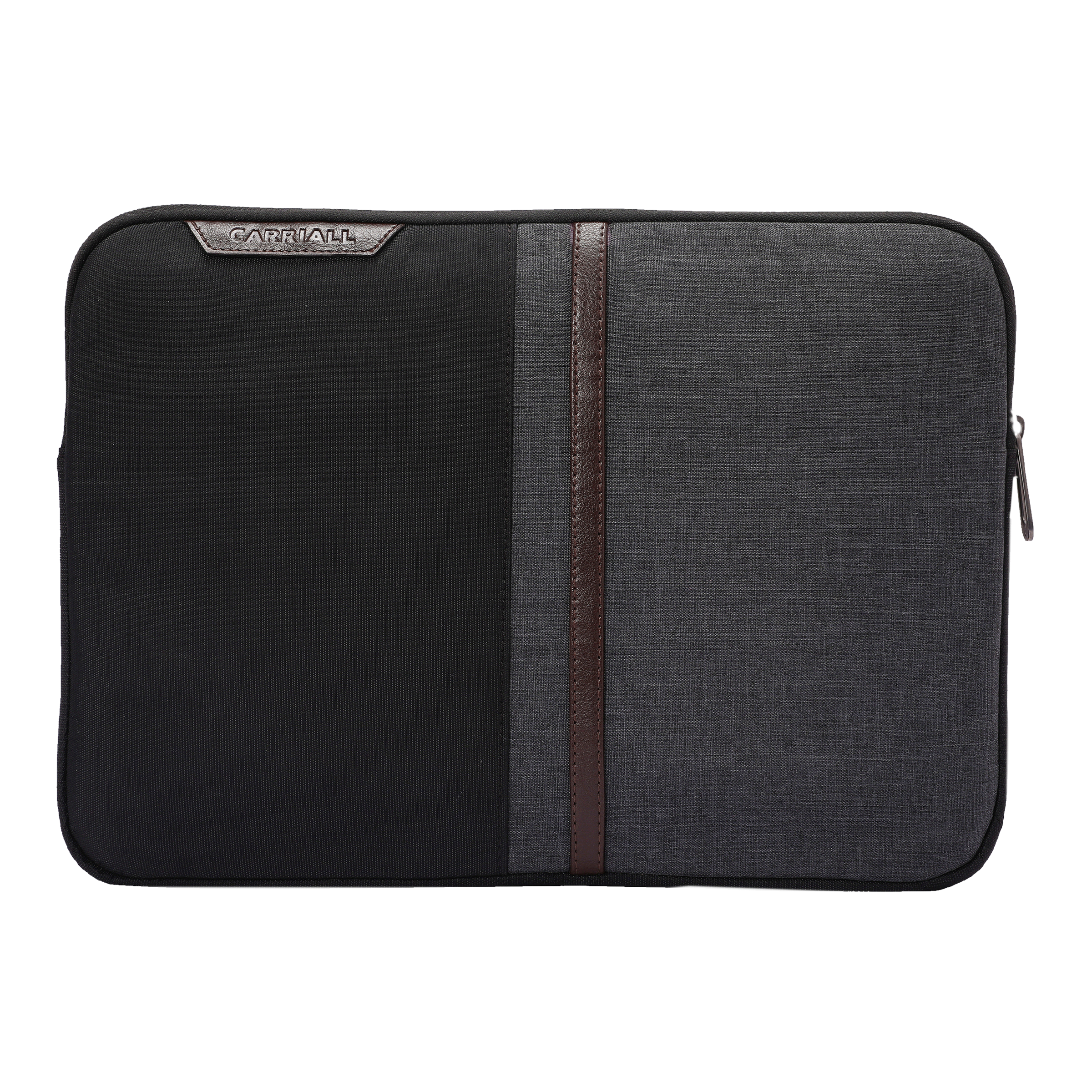 Carriall Suave Fabric, Polyester Laptop Sleeve for 16 Inch Laptop (Water Resistant, Black/Grey)_1