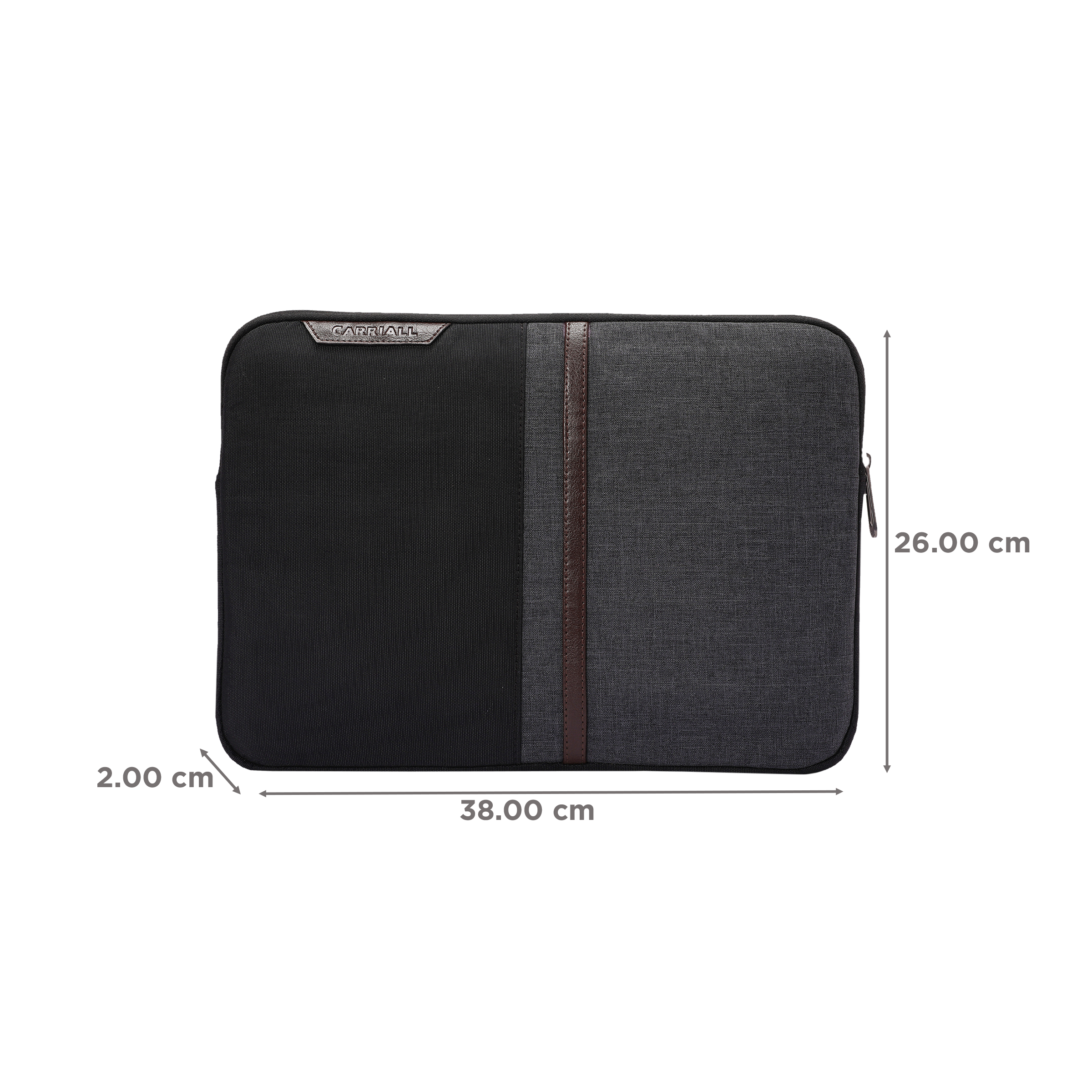Carriall Suave Fabric, Polyester Laptop Sleeve for 16 Inch Laptop (Water Resistant, Black/Grey)_2