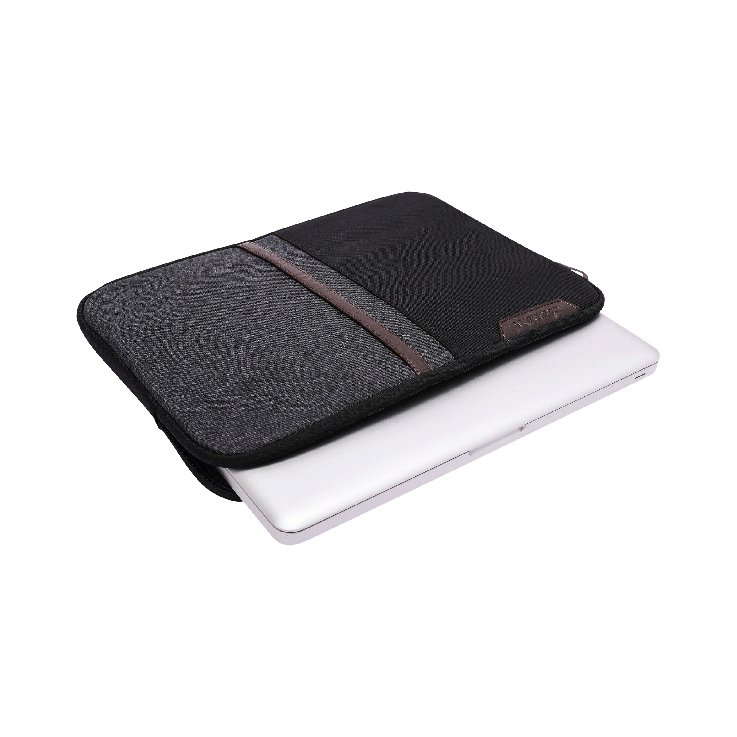 Carriall Suave Fabric, Polyester Laptop Sleeve for 16 Inch Laptop (Water Resistant, Black/Grey)_5