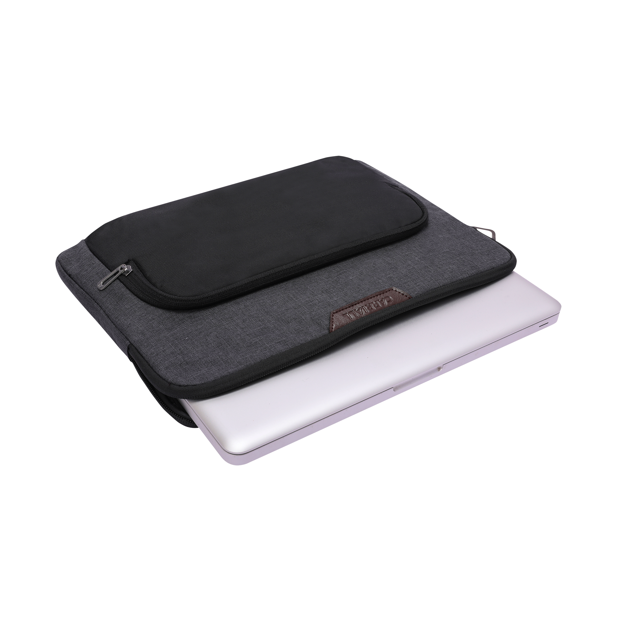 Carriall Noble Fabric, Polyester Laptop Sleeve for 13 Inch Laptop (2 L, Water Resistant, Black/Grey)_5