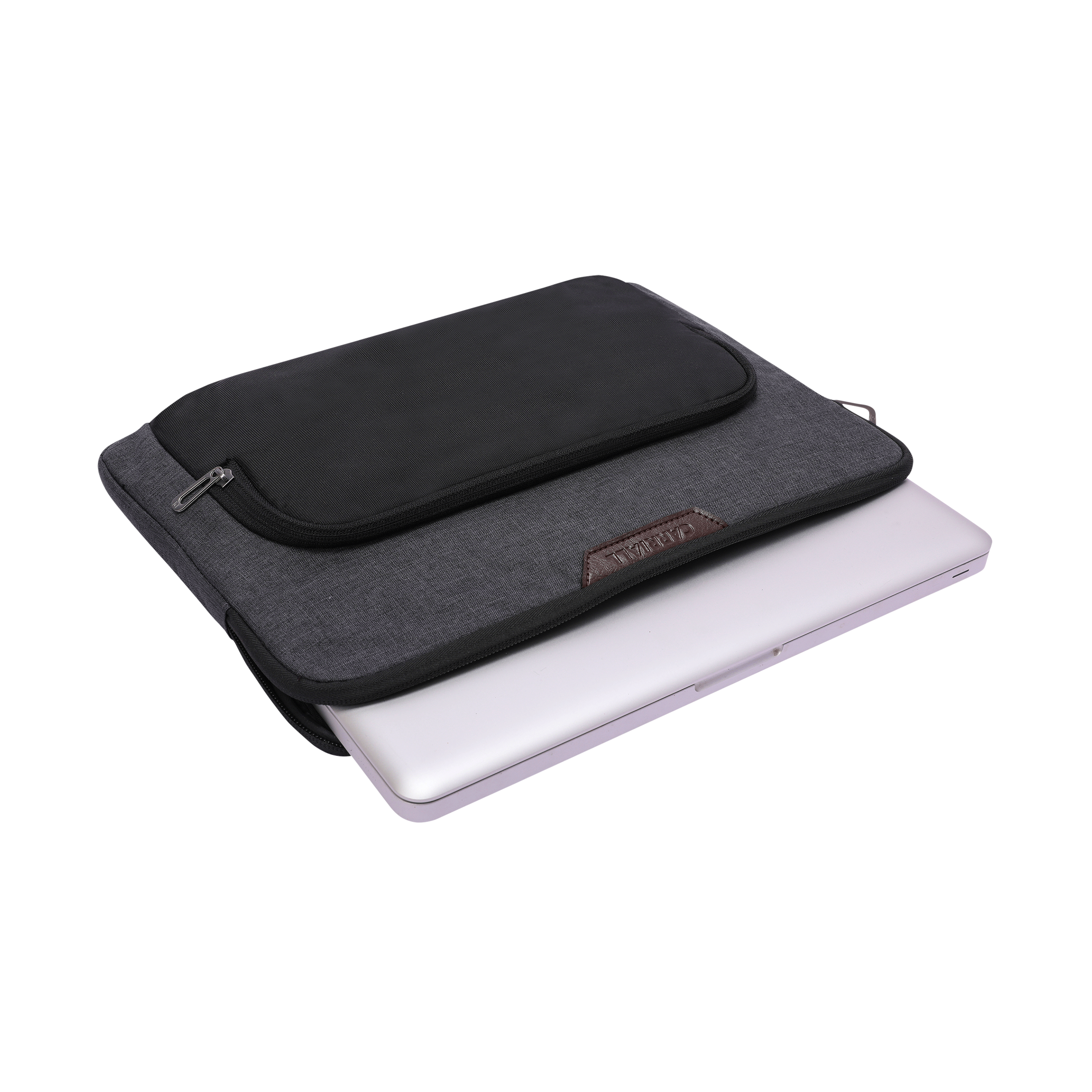 Carriall Noble Fabric, Polyester Laptop Sleeve for 13 Inch Laptop (Water Resistant, Black/Grey)_5