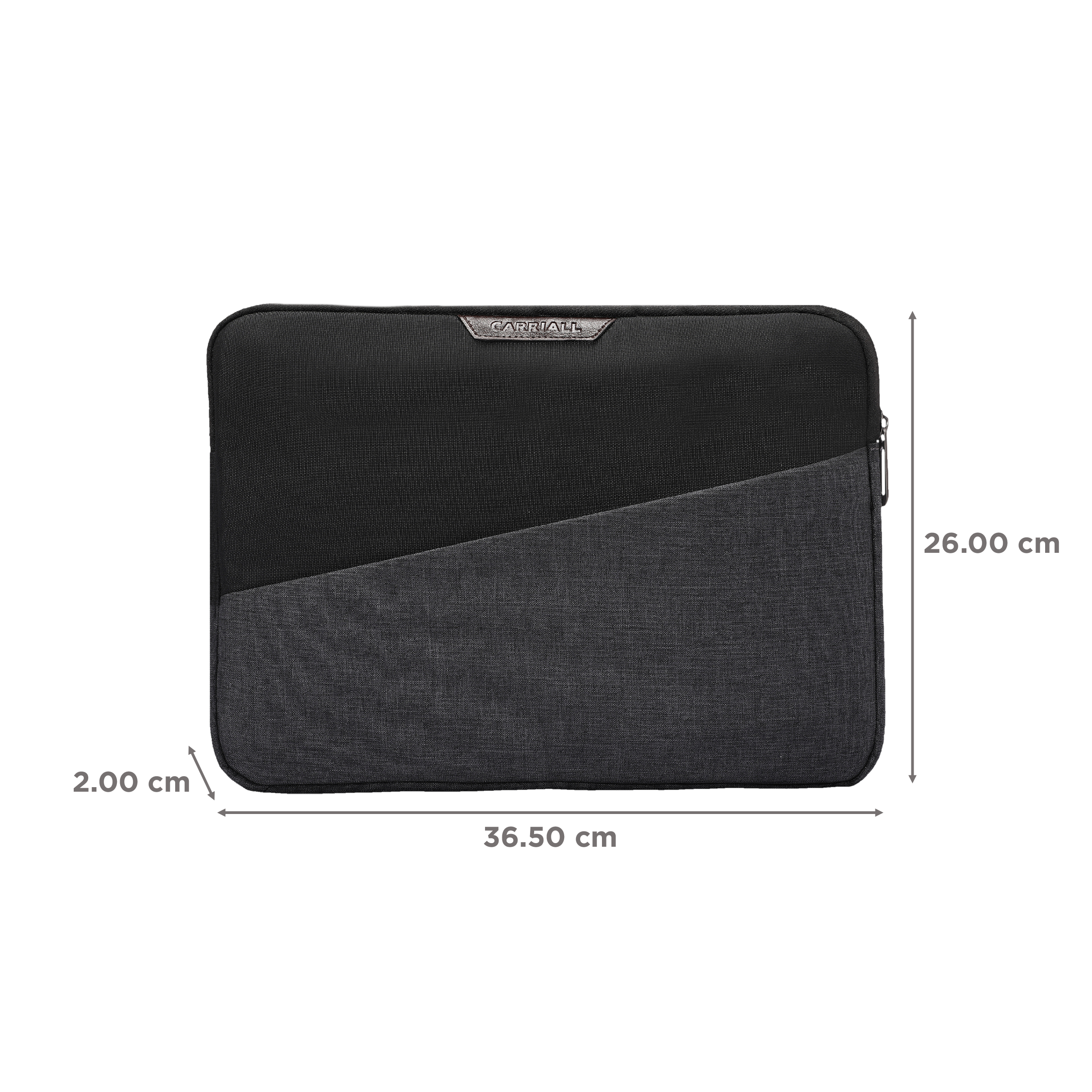 Carriall Ascent Fabric, Polyester Laptop Sleeve for 14 Inch Laptop (2 L, Water Resistant, Black/Grey)_2