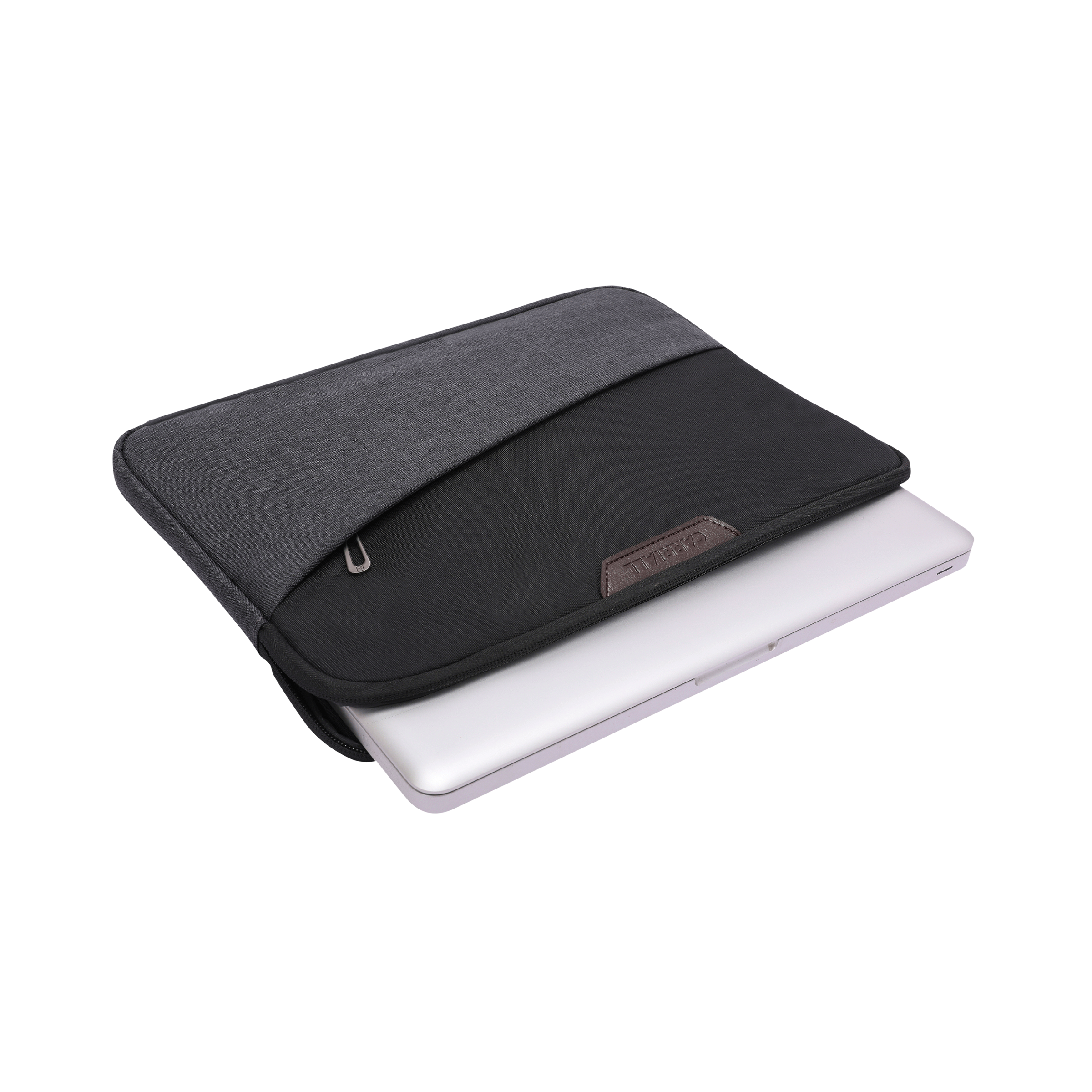 Carriall Ascent Fabric, Polyester Laptop Sleeve for 14 Inch Laptop (2 L, Water Resistant, Black/Grey)_5