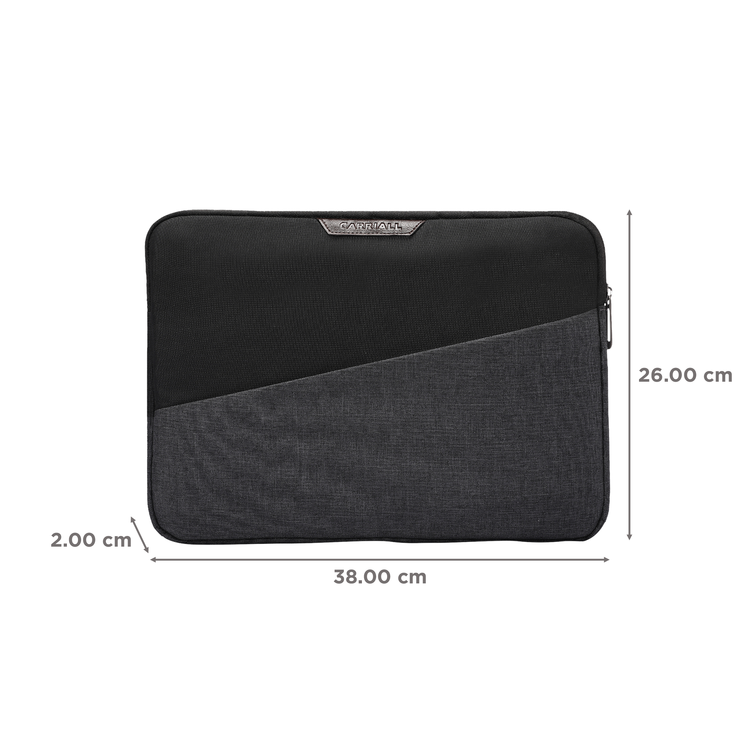 Carriall Ascent Fabric, Polyester Laptop Sleeve for 15 Inch Laptop (Water Resistant, Black/Grey)_2