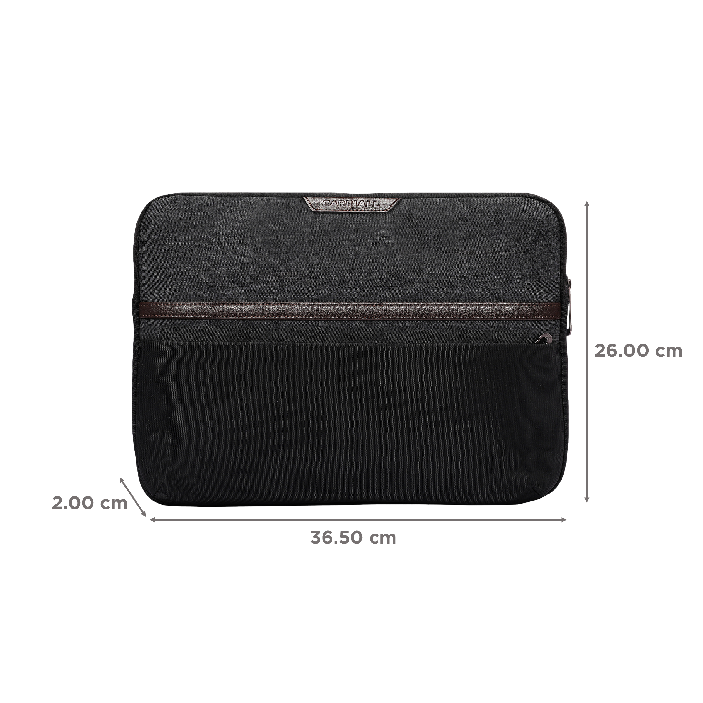 Carriall Urbane Fabric, Polyester Laptop Sleeve for 14 Inch Laptop (Water Resistant, Black/Grey)_2