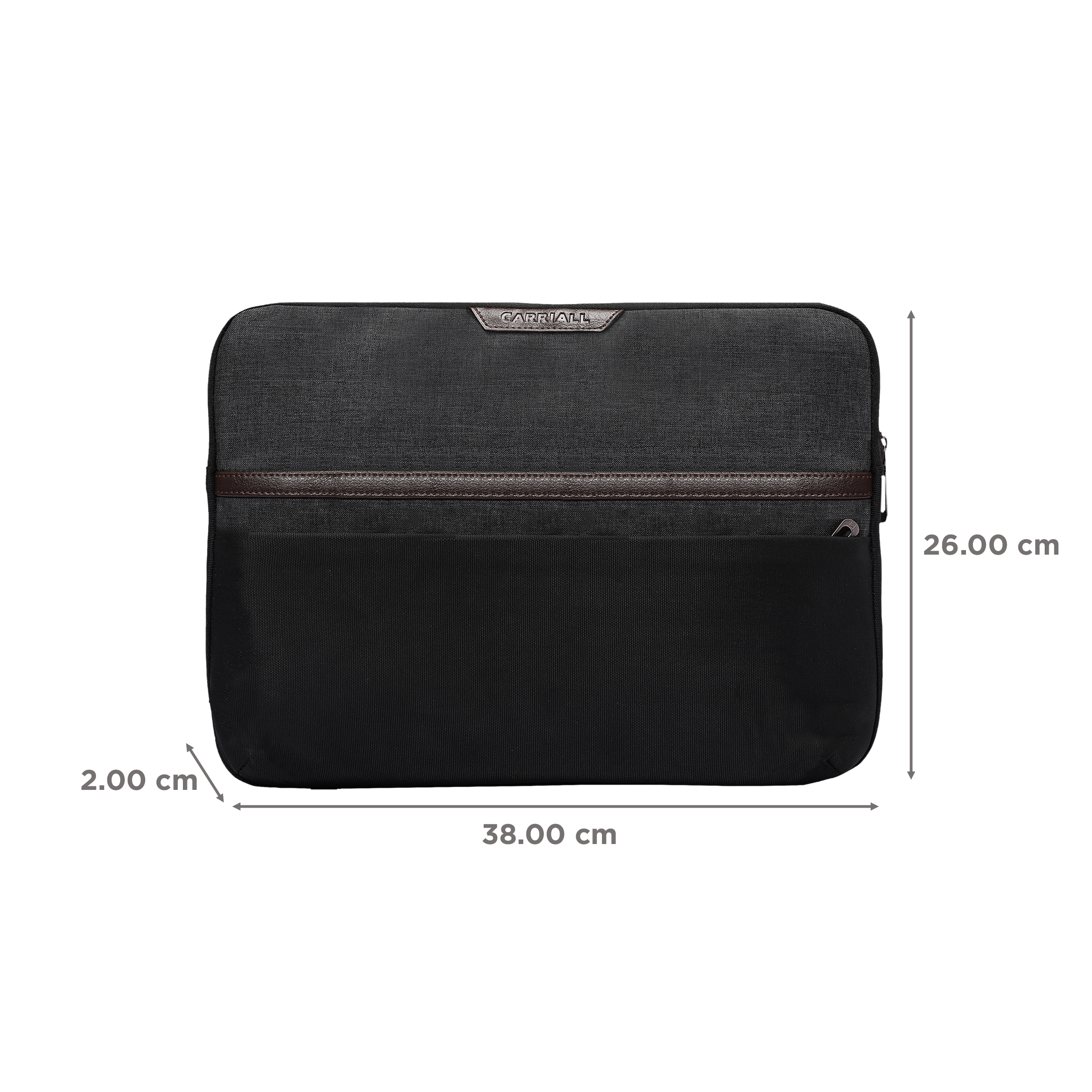 Carriall Urbane Fabric, Polyester Laptop Sleeve for 15 Inch Laptop (2 L, Water Resistant, Black/Grey)_2