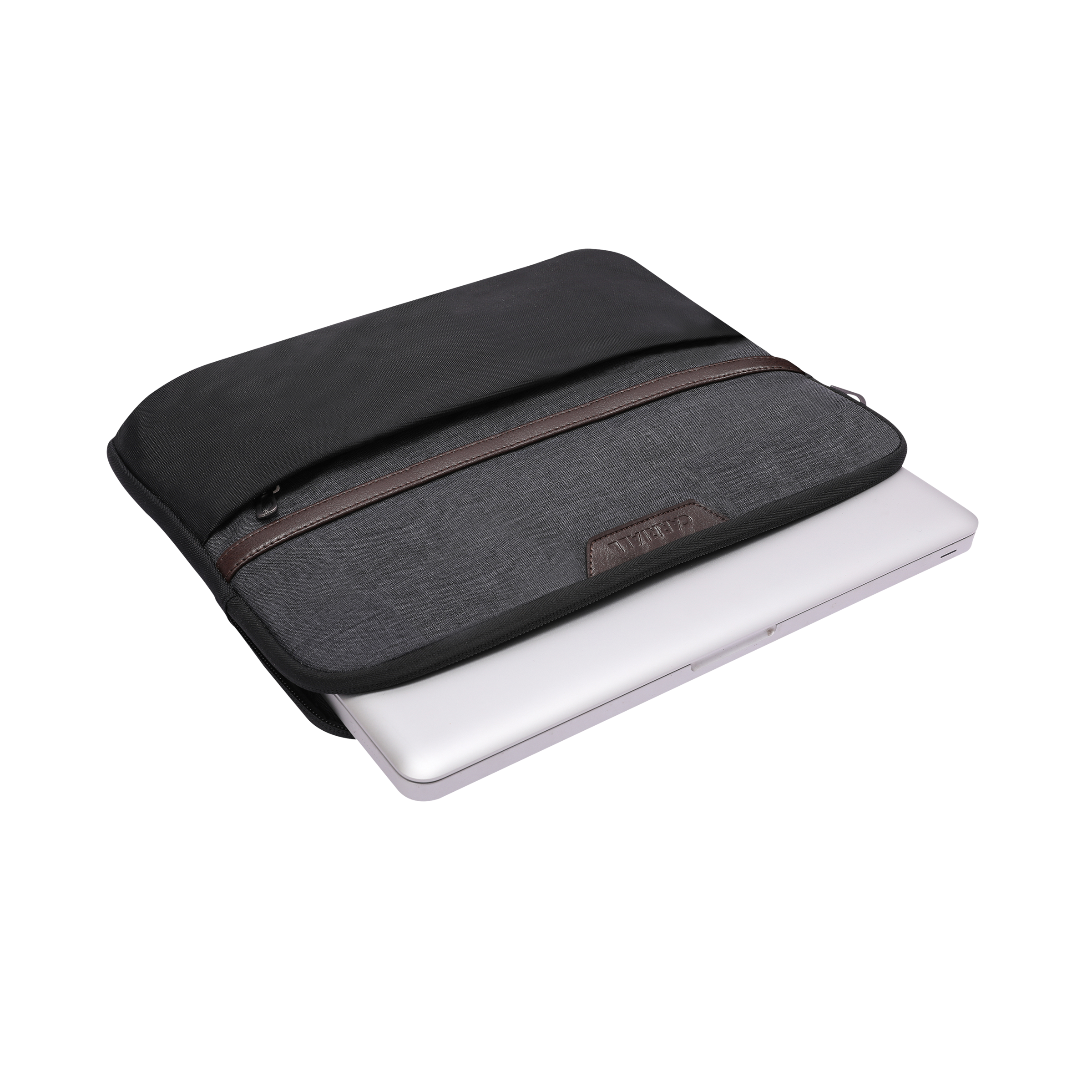 Carriall Urbane Fabric, Polyester Laptop Sleeve for 15 Inch Laptop (2 L, Water Resistant, Black/Grey)_5