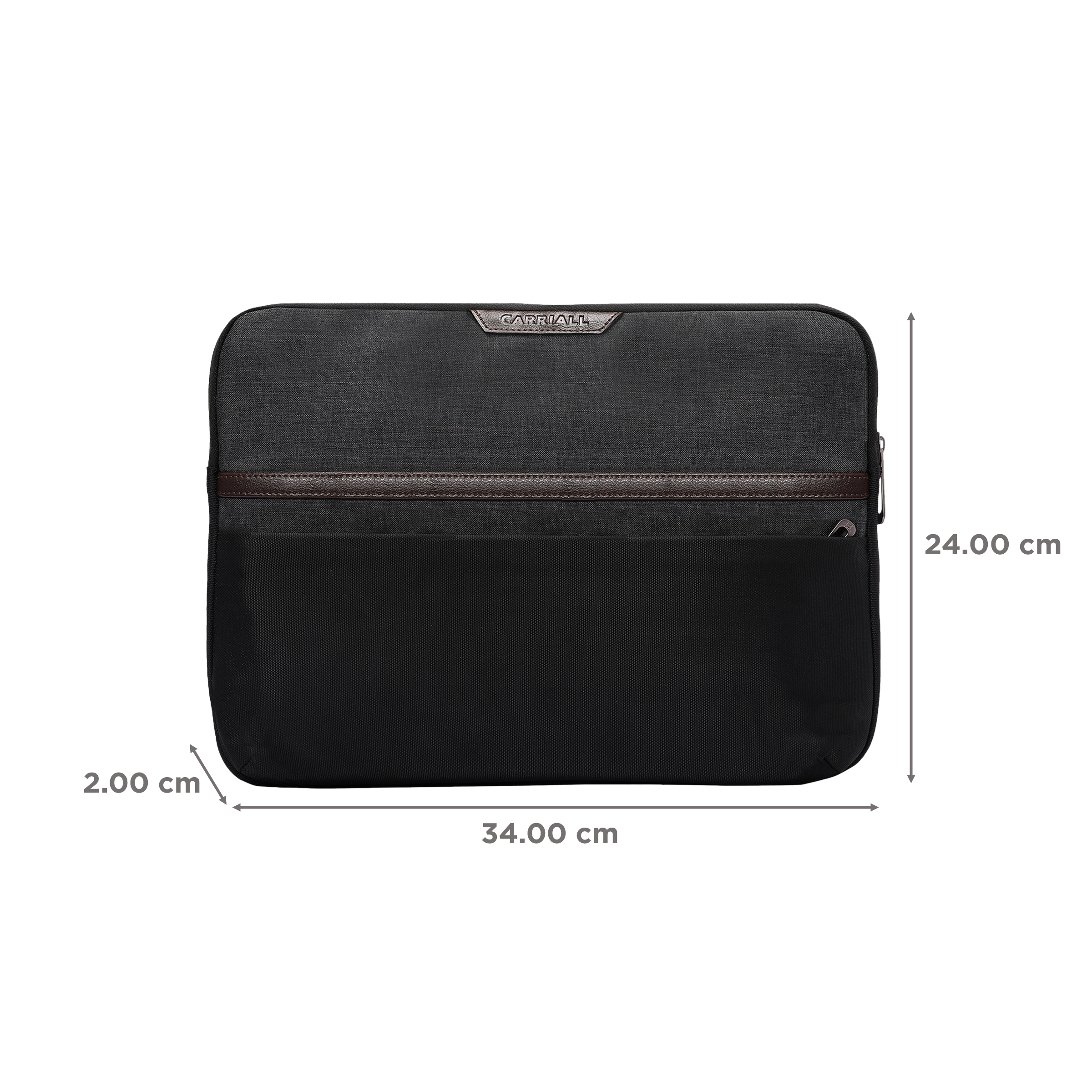 Carriall Urbane Fabric, Polyester Laptop Sleeve for 13 Inch Laptop (Water Resistant, Black/Grey)_2