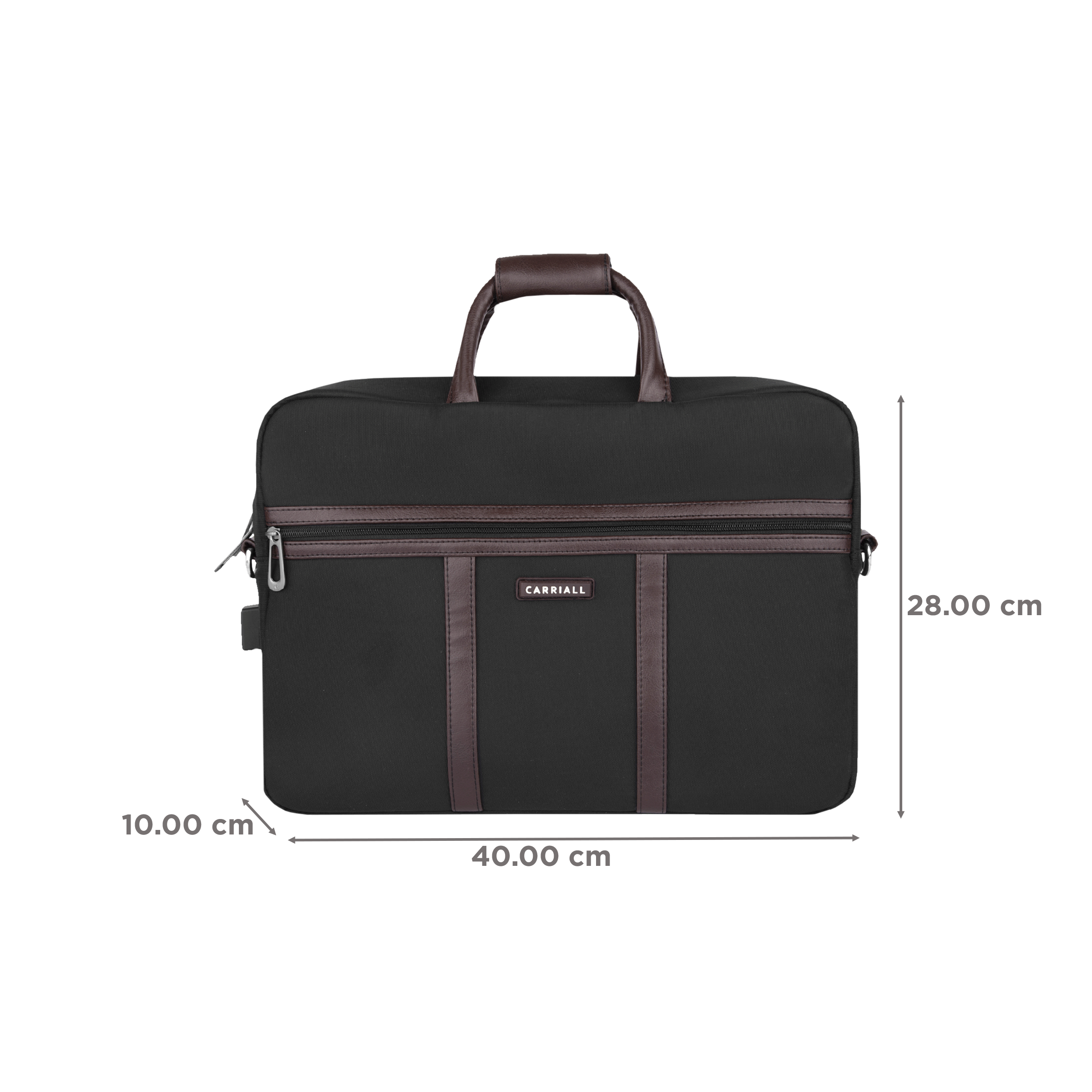 Carriall Claro Polyester, Faux Leather Laptop Sling Bag for 13 & 15.6 Inch Laptop (11 L, USB Charging Port, Black)_2