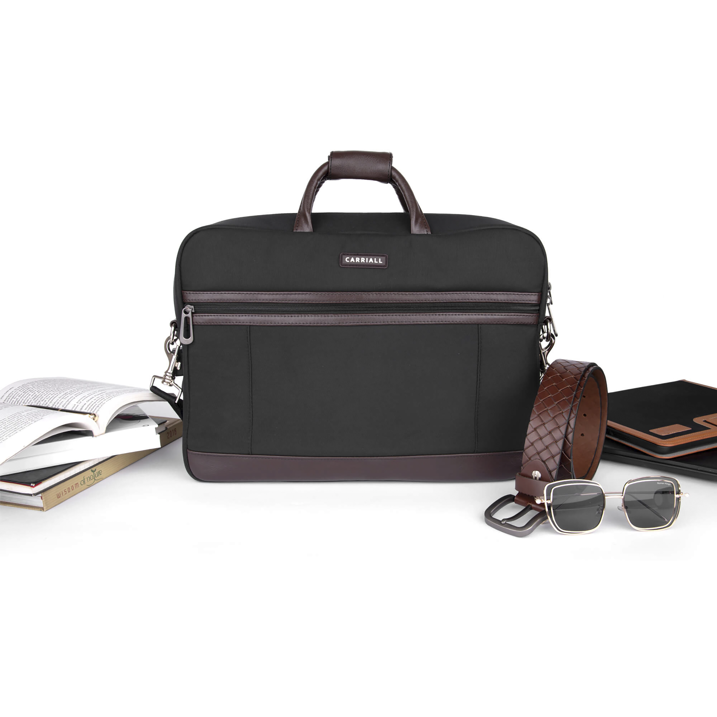 Carriall Estilo Polyester, Faux Leather Laptop Sling Bag for 13 & 15.6 Inch Laptop (11 L, USB Charging Port, Black)_7