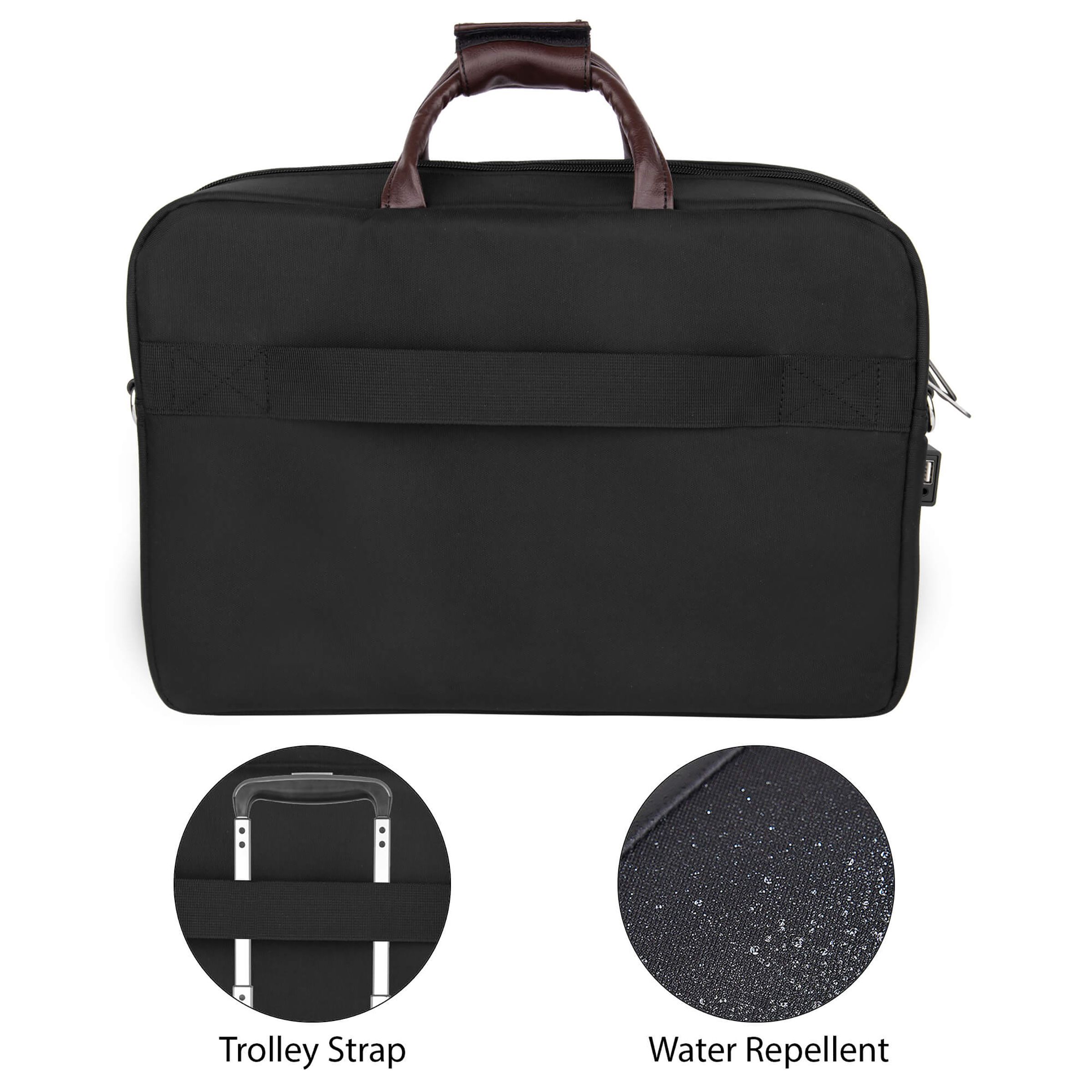 Carriall Estilo Polyester, Faux Leather Laptop Sling Bag for 13 & 15.6 Inch Laptop (11 L, USB Charging Port, Black)_8