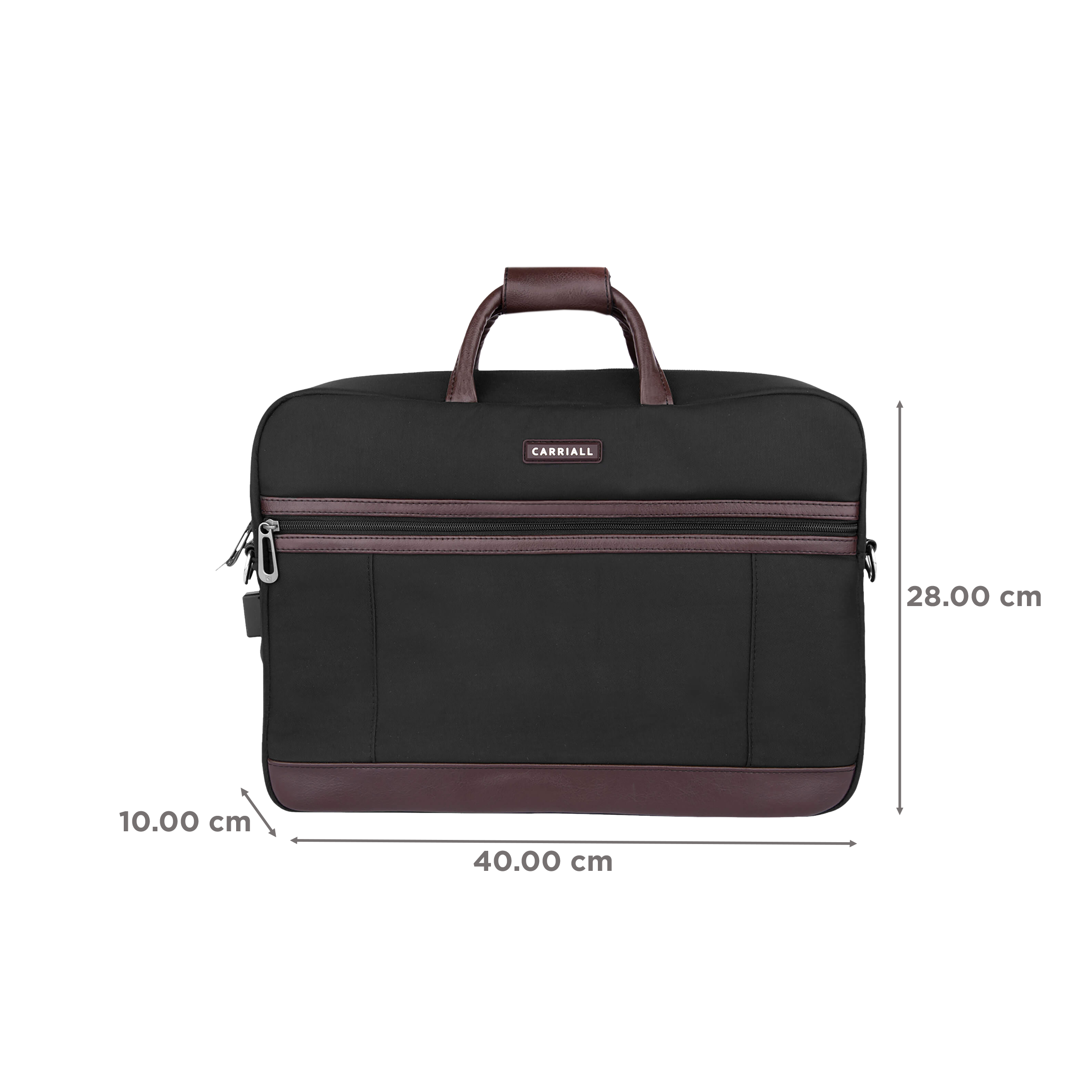 Carriall Estilo Polyester, Faux Leather Laptop Sling Bag for 13 & 15.6 Inch Laptop (11 L, USB Charging Port, Black)_2
