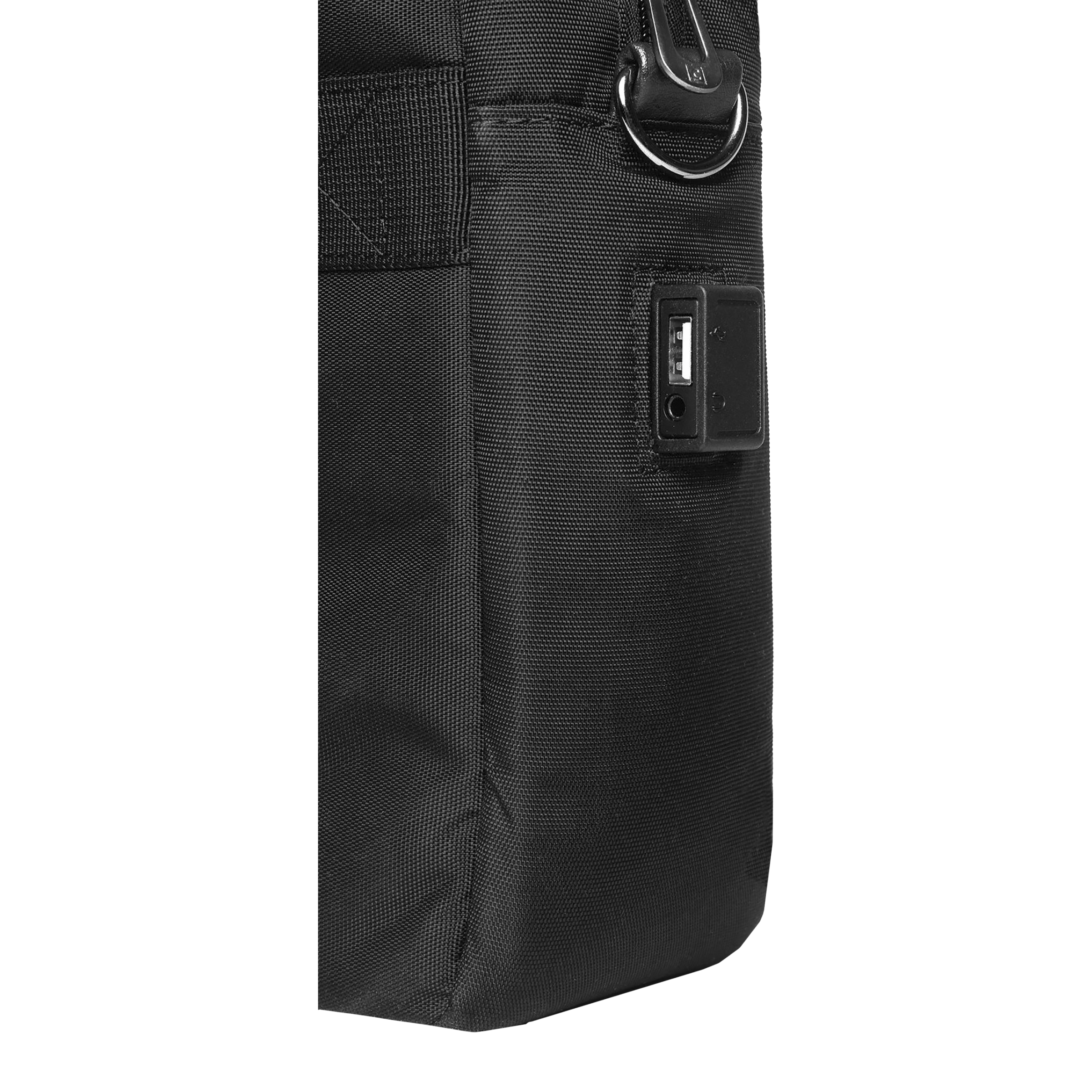 Carriall Ampio Polyester, Faux Leather Laptop Sling Bag for 13 & 15.6 Inch Laptop (18.45 L, USB Charging Port, Black)_8