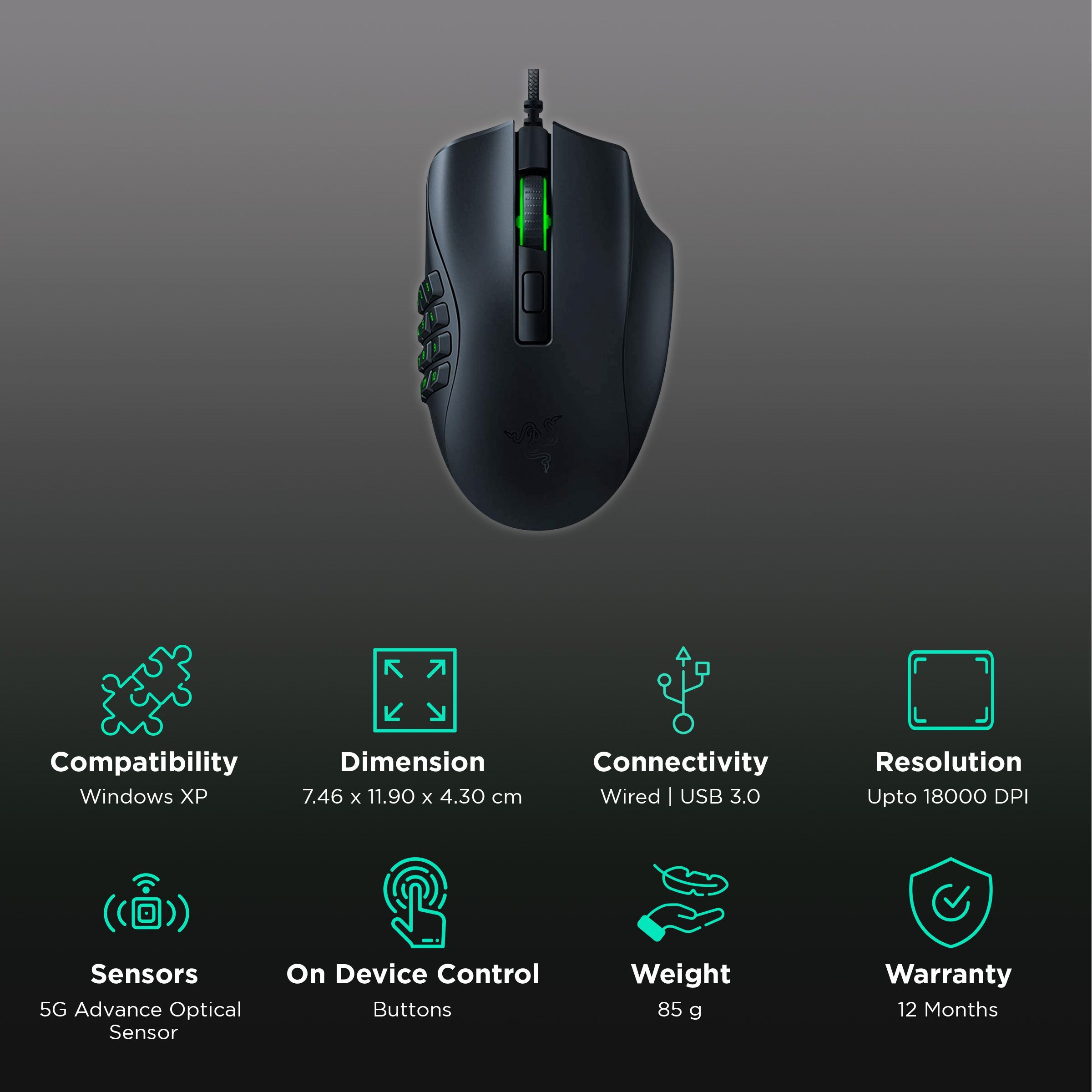RAZER Naga X Wired Optical Gaming Mouse (18000 DPI, Lightsync RGB, Black)_2