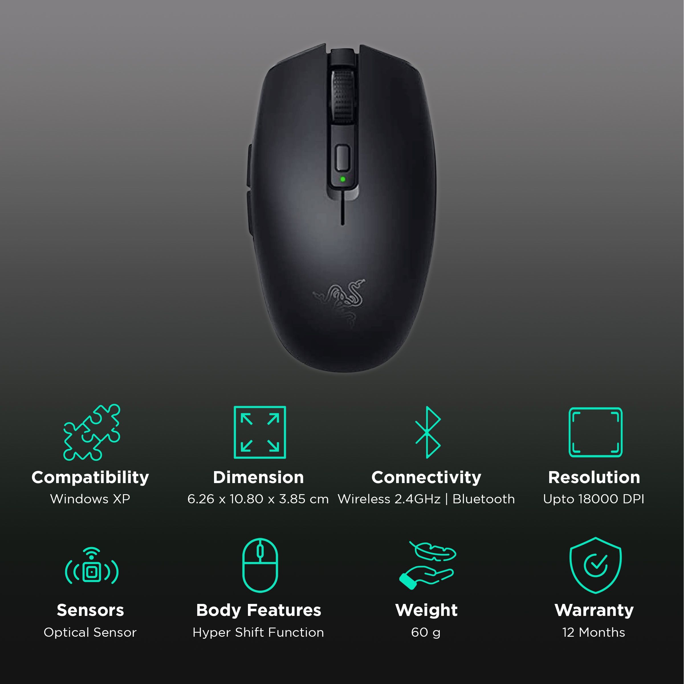 RAZER Orochi V2 Wireless Optical Gaming Mouse (18000 DPI, HyperShift Function, Black)_2