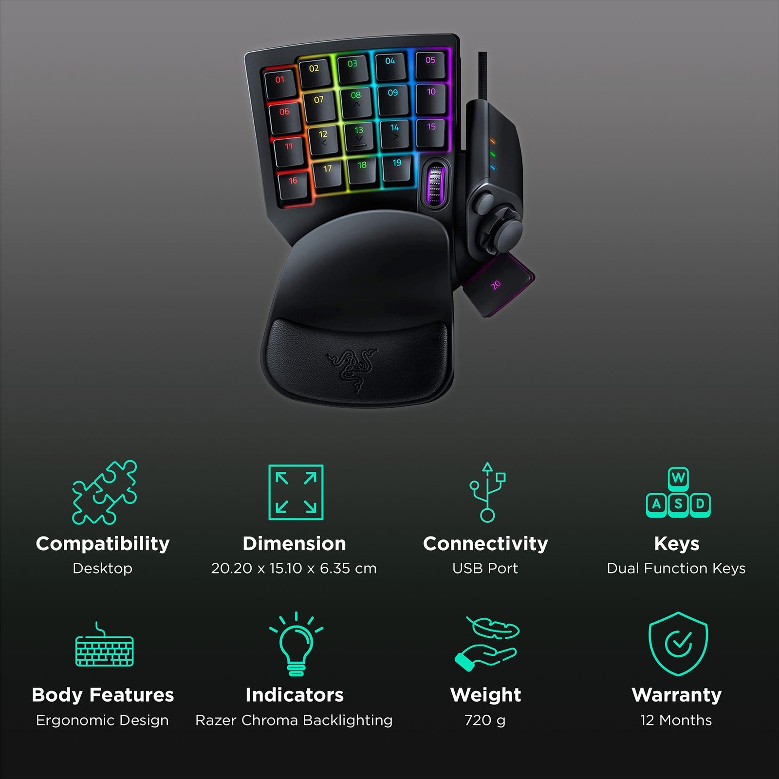 RAZER Tartarus V2 Wired Gaming Keyboard with Backlit Keys (Mecha Membrane, Black) RAZER Tartarus V2 Wired Gaming Keyboard with Backlit Keys (Mecha Membrane, Black)_2