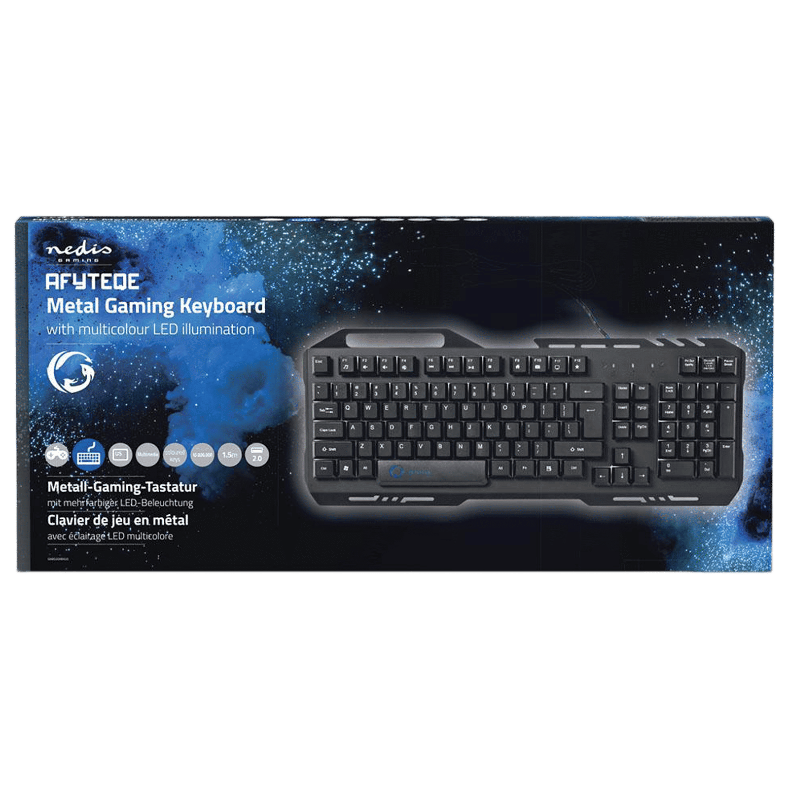 nedis Wired Gaming Keyboard (Phone Holder, GKBD200BKUS, Black)_4