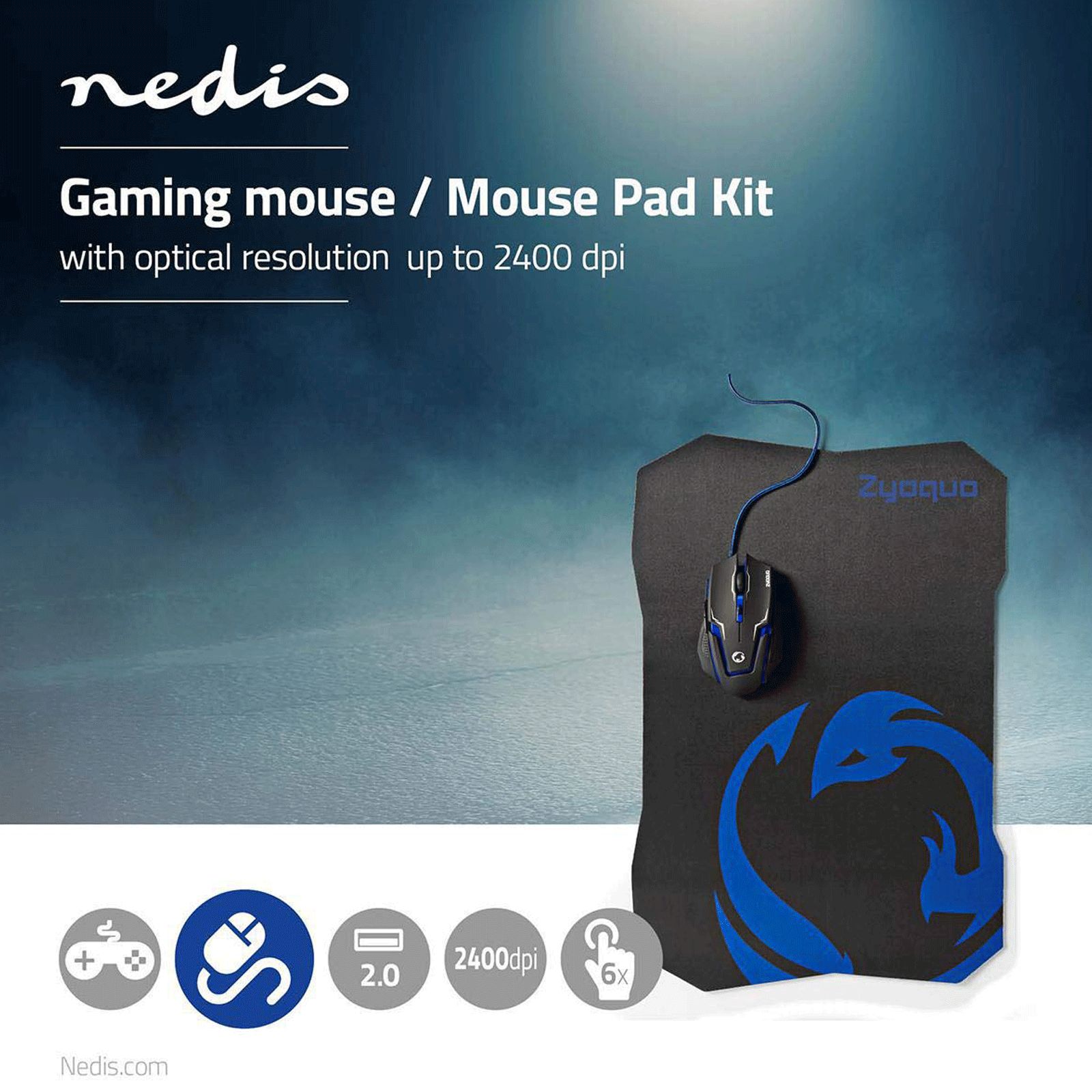 Nedis Wired Optical Gaming Mouse and Mouse Pad (Adjustable DPI, GMMP200BK, Black) Nedis Wired Optical Gaming Mouse and Mouse Pad (Adjustable DPI, GMMP200BK, Black)_5