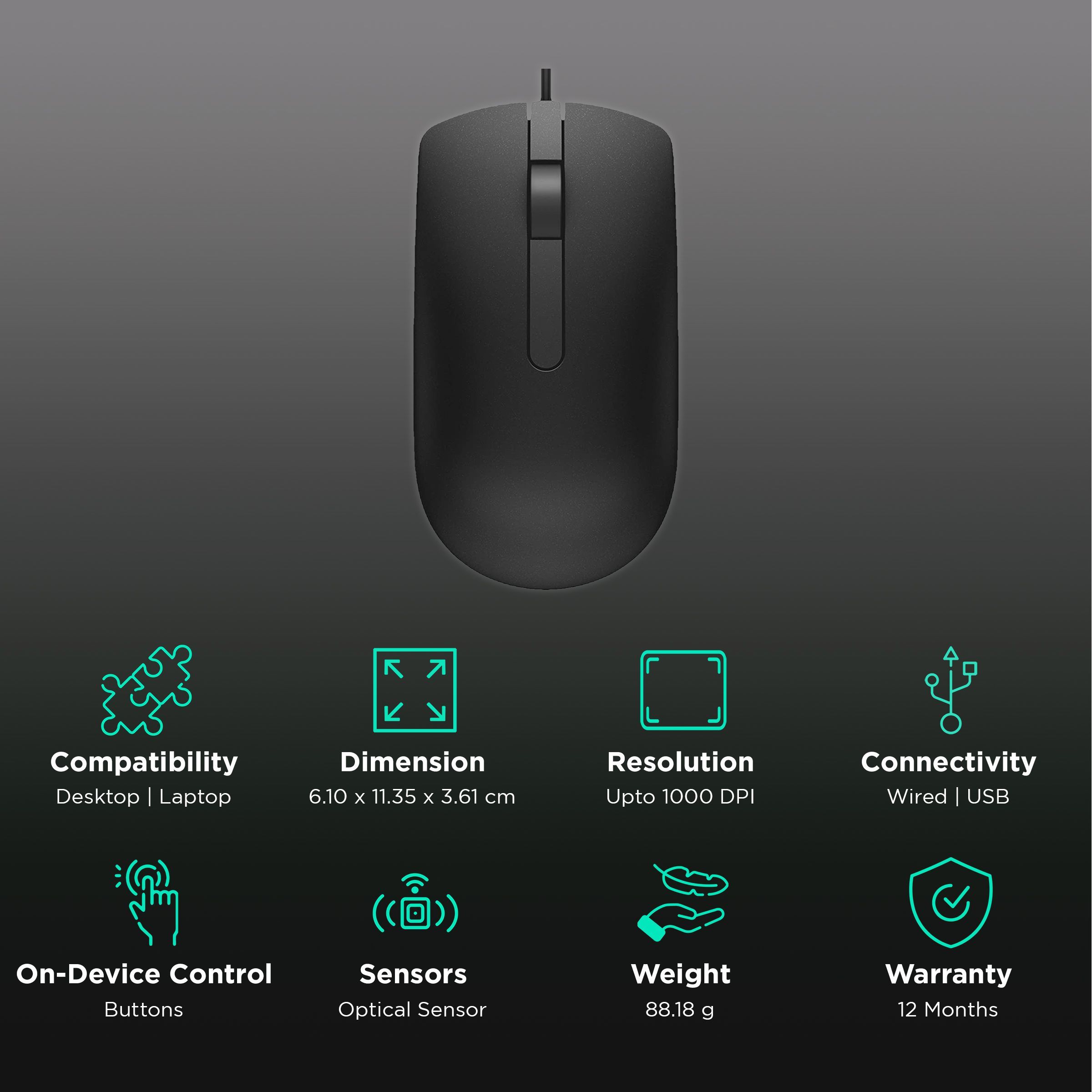 DELL MS116 Wired Performance Mouse (1000 DPI, Contemporary Aesthetic, Black) DELL MS116 Wired Performance Mouse (1000 DPI, Contemporary Aesthetic, Black)_2