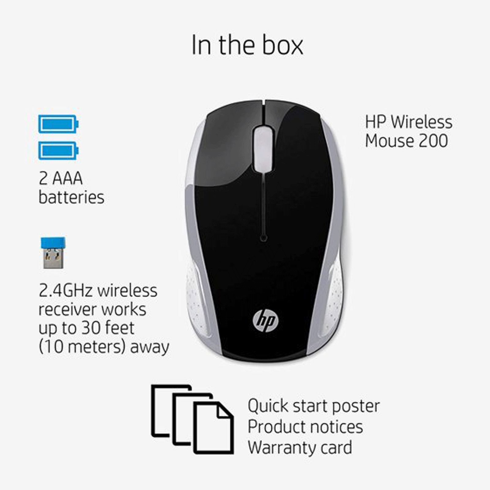 HP 200 Wireless Optical Mouse (1000 DPI, Contoured Comfort, Silver)_8