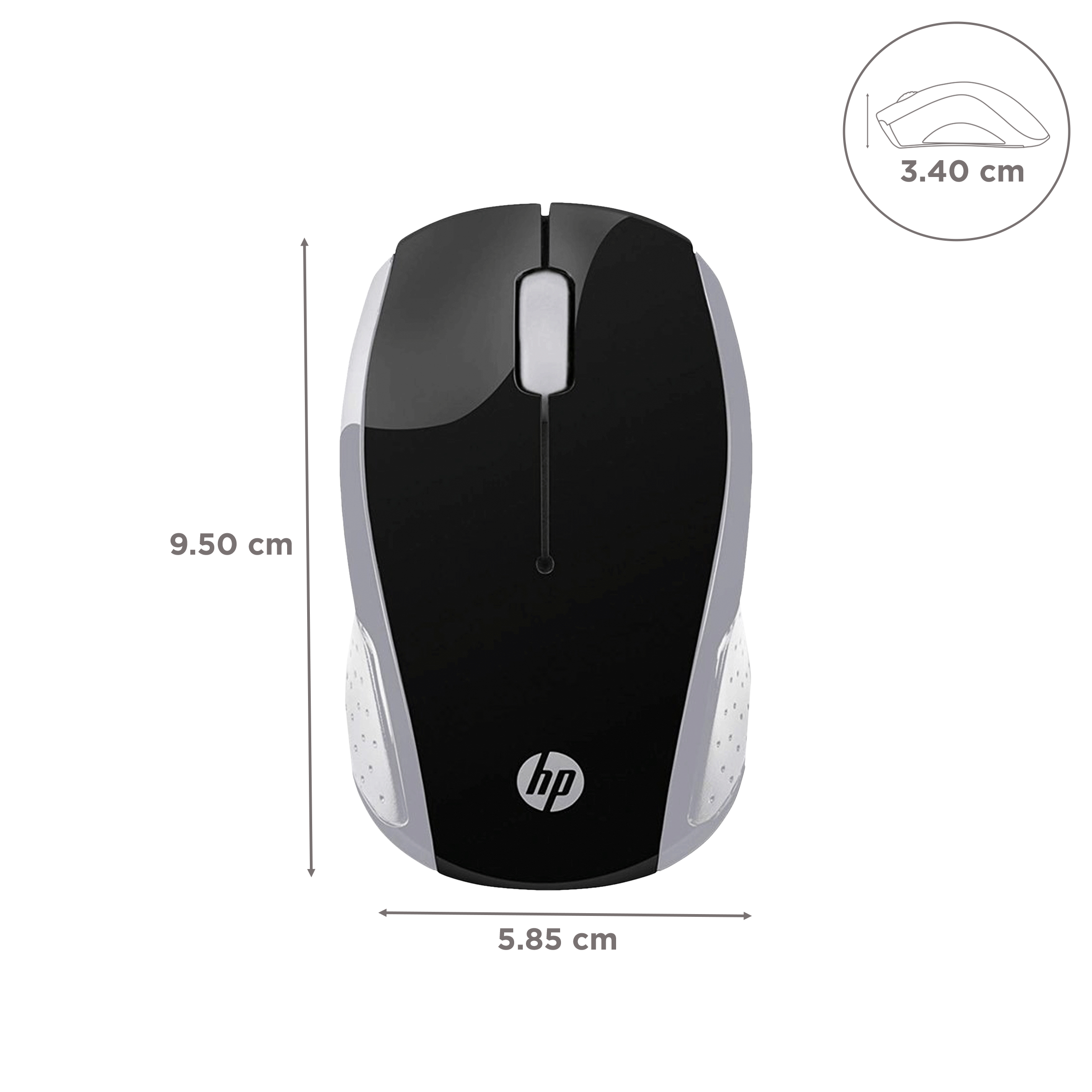 HP 200 Wireless Optical Mouse (1000 DPI, Contoured Comfort, Silver)_3
