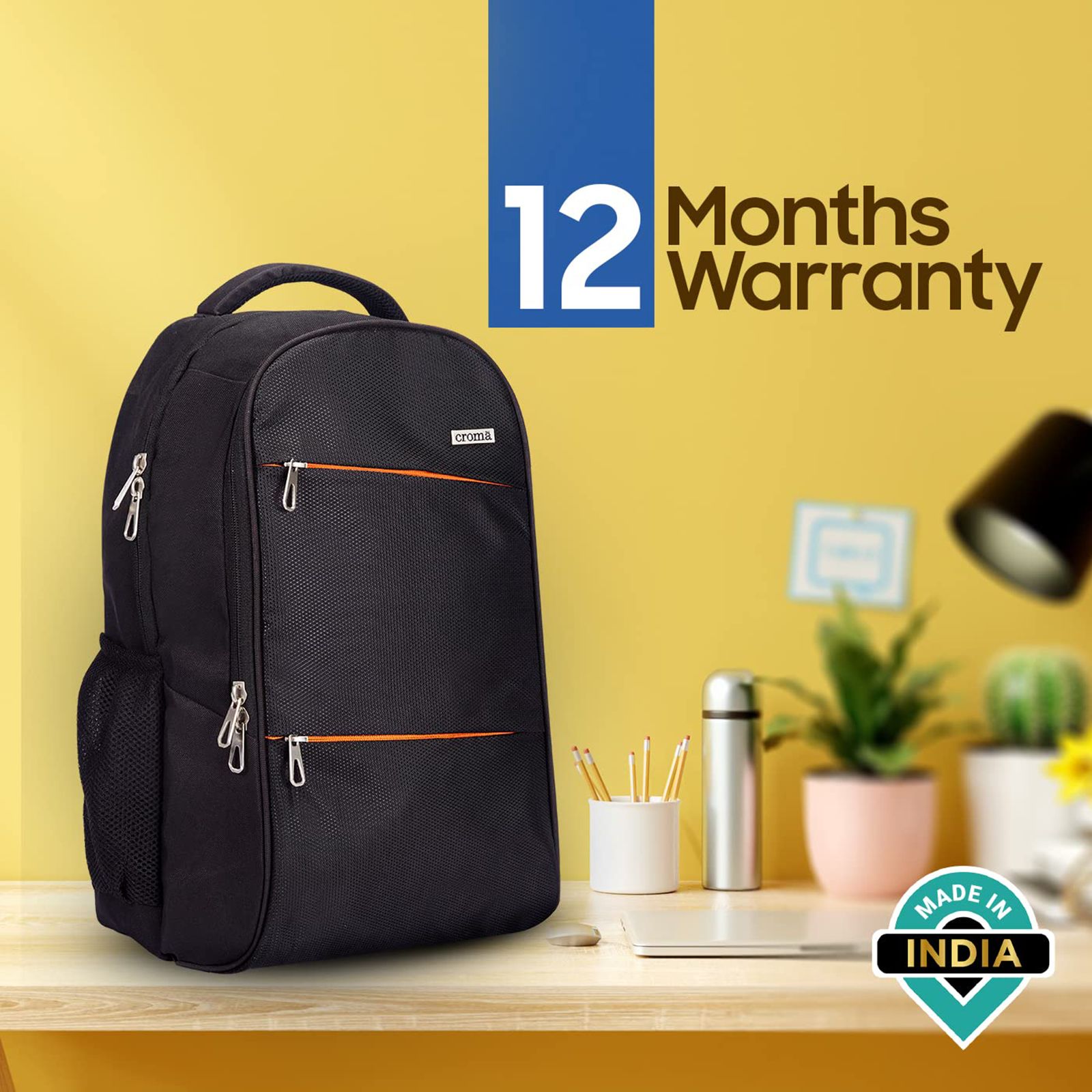 Croma Nova Polyester Laptop Backpack for 15.6 Inch Laptop (21.7 L, Cushioned Compartment, Black) Croma Nova Polyester Laptop Backpack for 15.6 Inch Laptop (21.7 L, Cushioned Compartment, Black)_6