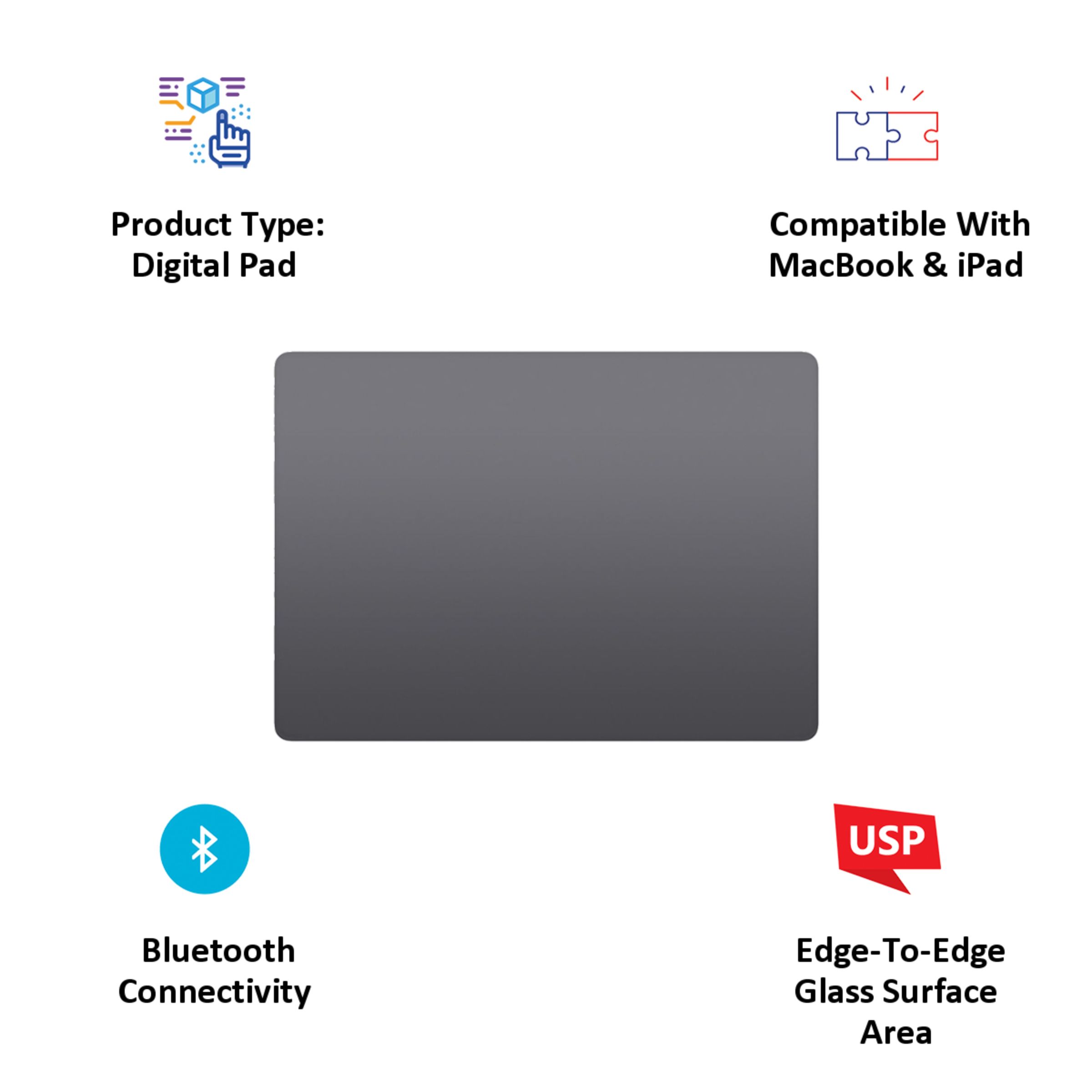 Apple Magic 2 Digital Pad For MacBook & iPad (Force Touch Technology, MRMF2ZM/A, Space Grey)_4