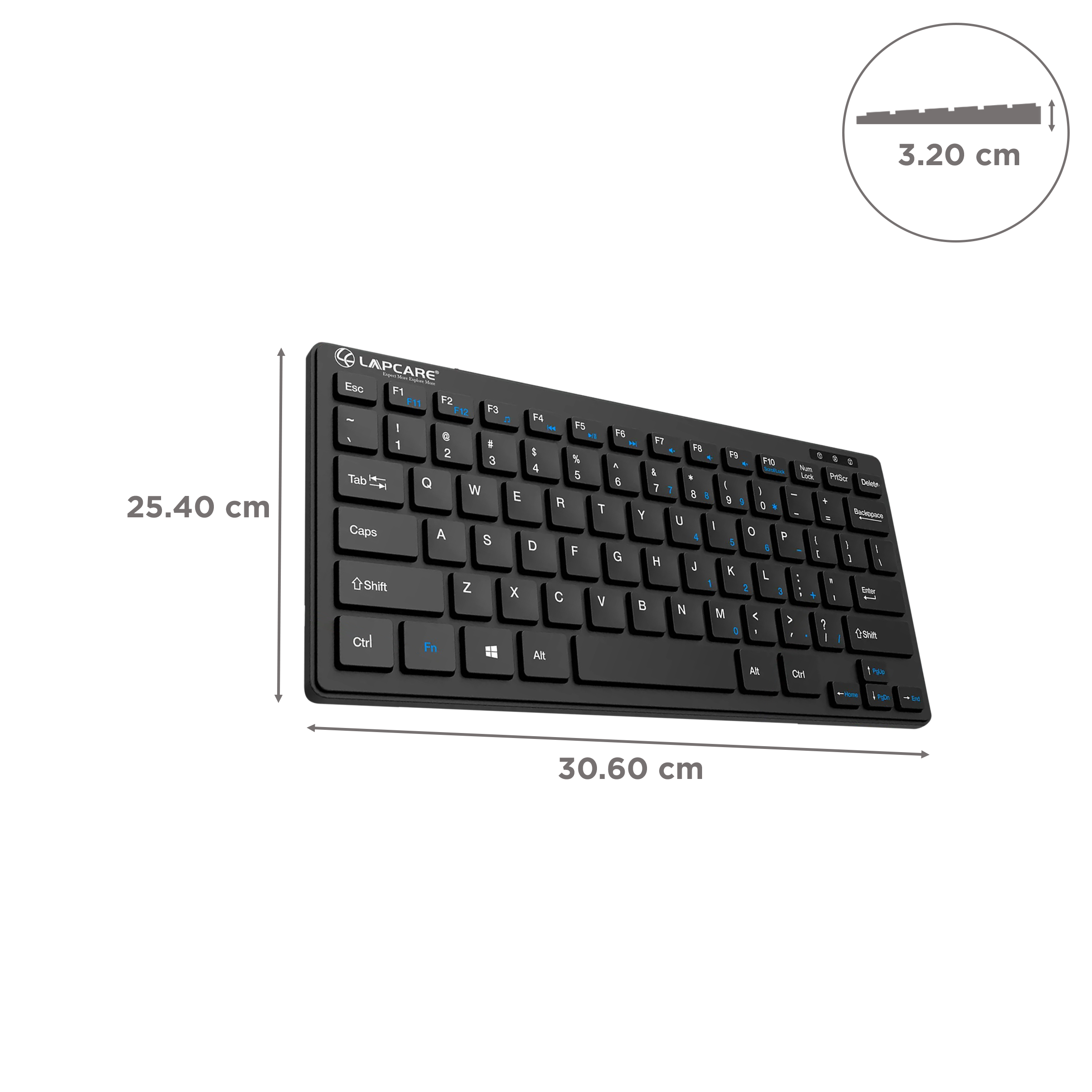 LAPCARE D-Lite Plus Mini Wired Keyboard with Dedicated Multimedia Keys (Spill Resistant, Black)_3