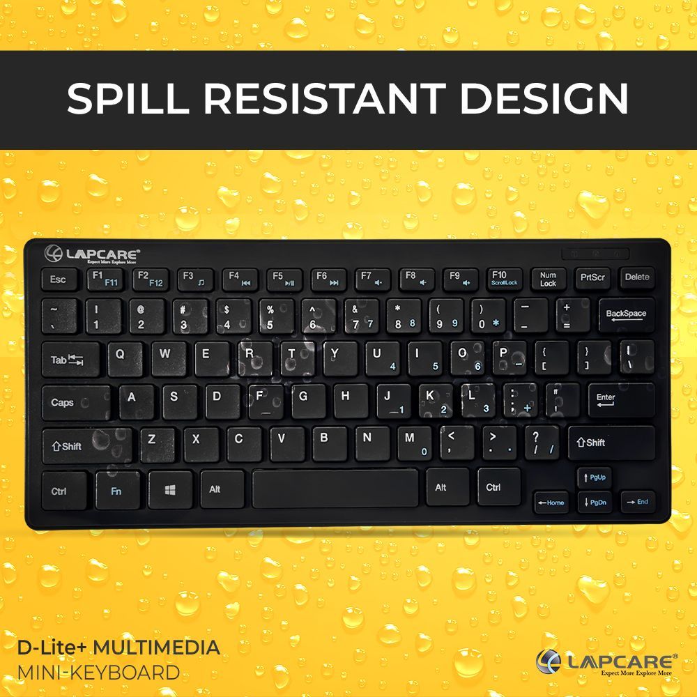 LAPCARE D-Lite Plus Mini Wired Keyboard with Dedicated Multimedia Keys (Spill Resistant, Black)_5