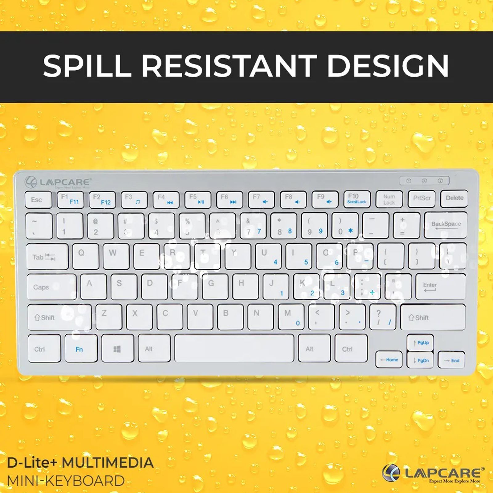 LAPCARE D-Lite Mini Wired Keyboard with Dedicated Multimedia Keys (Spill Resistant, Silver)_6
