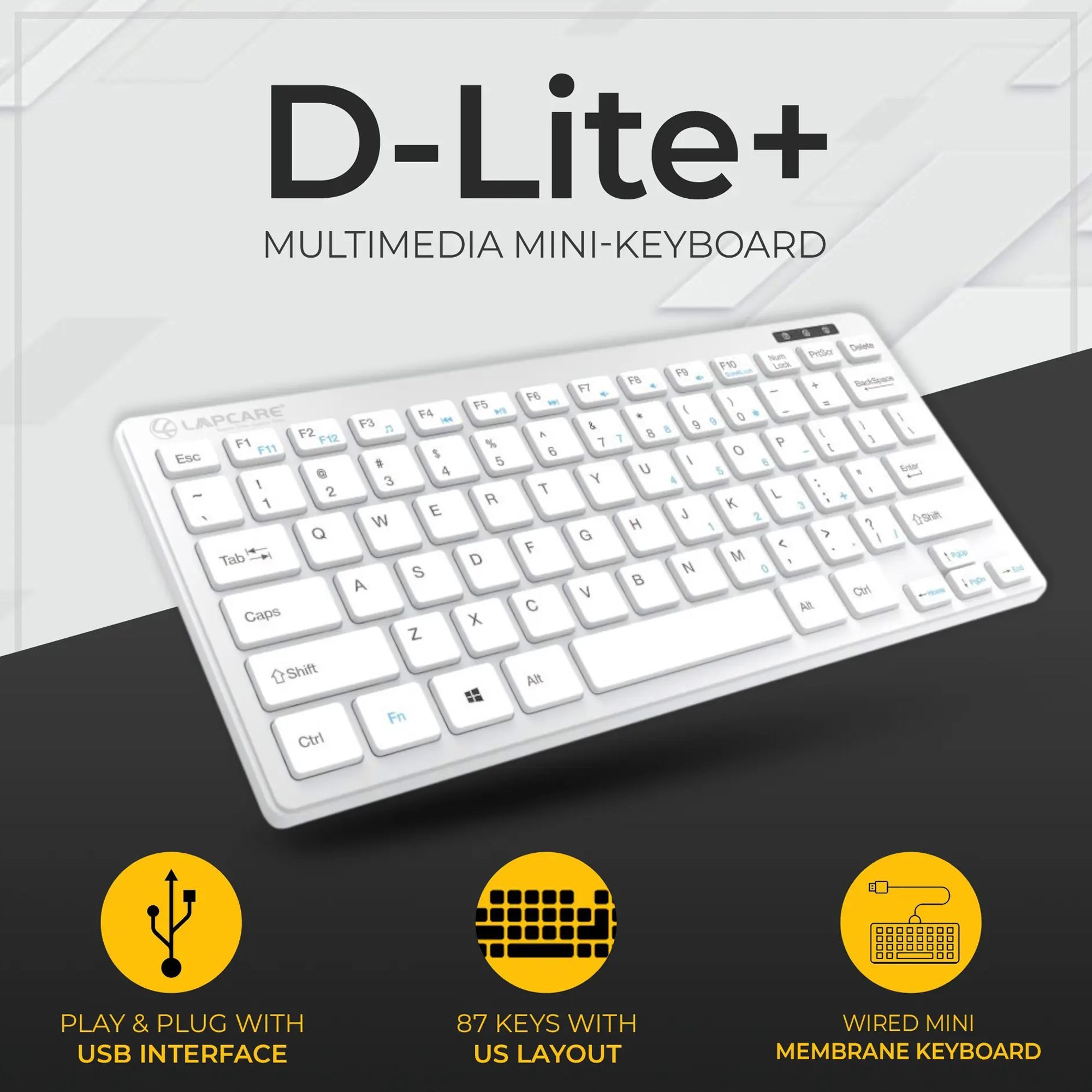 LAPCARE D-Lite Mini Wired Keyboard with Dedicated Multimedia Keys (Spill Resistant, Silver)_5