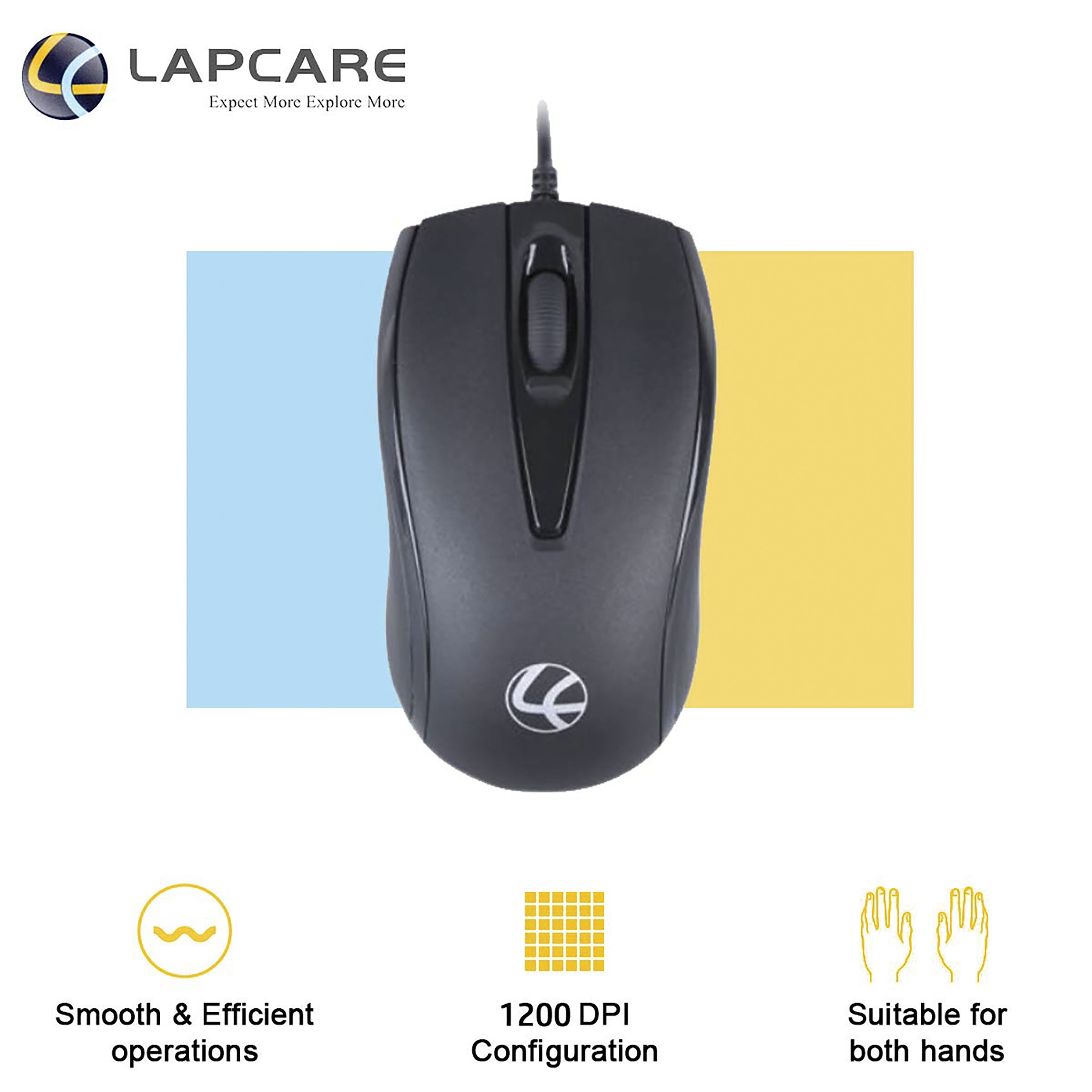LAPCARE L-70 Plus Wired Optical Mouse (1200 DPI, Ambidextrous Design, Black) LAPCARE L-70 Plus Wired Optical Mouse (1200 DPI, Ambidextrous Design, Black)_6