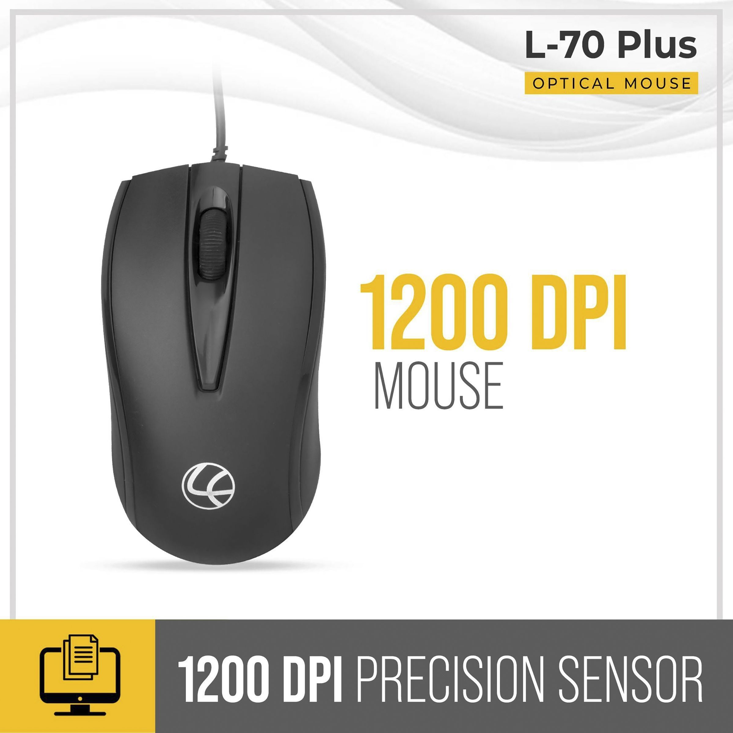LAPCARE L-70 Plus Wired Optical Mouse (1200 DPI, Ambidextrous Design, Black) LAPCARE L-70 Plus Wired Optical Mouse (1200 DPI, Ambidextrous Design, Black)_7
