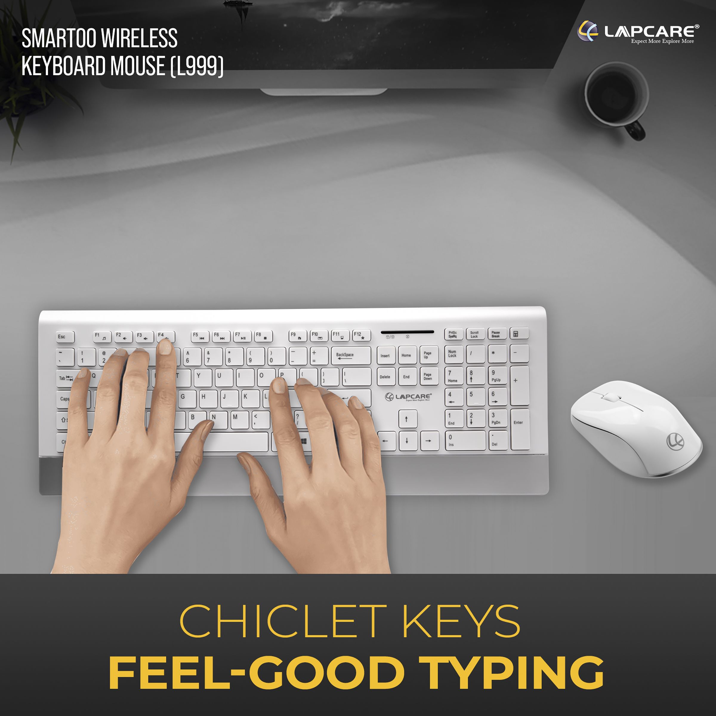 LAPCARE Smartoo 2.4 GHz Wireless Keyboard & Mouse Combo (1200 DPI, Auto Sleep Function, White & Silver) LAPCARE Smartoo 2.4 GHz Wireless Keyboard & Mouse Combo (1200 DPI, Auto Sleep Function, White & Silver)_3
