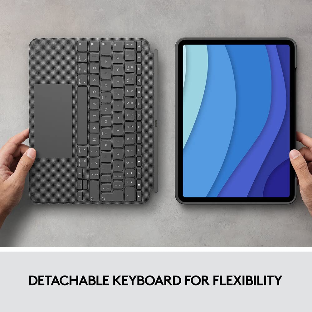 logitech Combo Touch Bluetooth Detachable Keyboard for Apple iPad Pro 11 Inch (1st, 2nd, 3rd & 4th Gen) with Touchpad (Adjustable Kickstand, Oxford Grey)_9