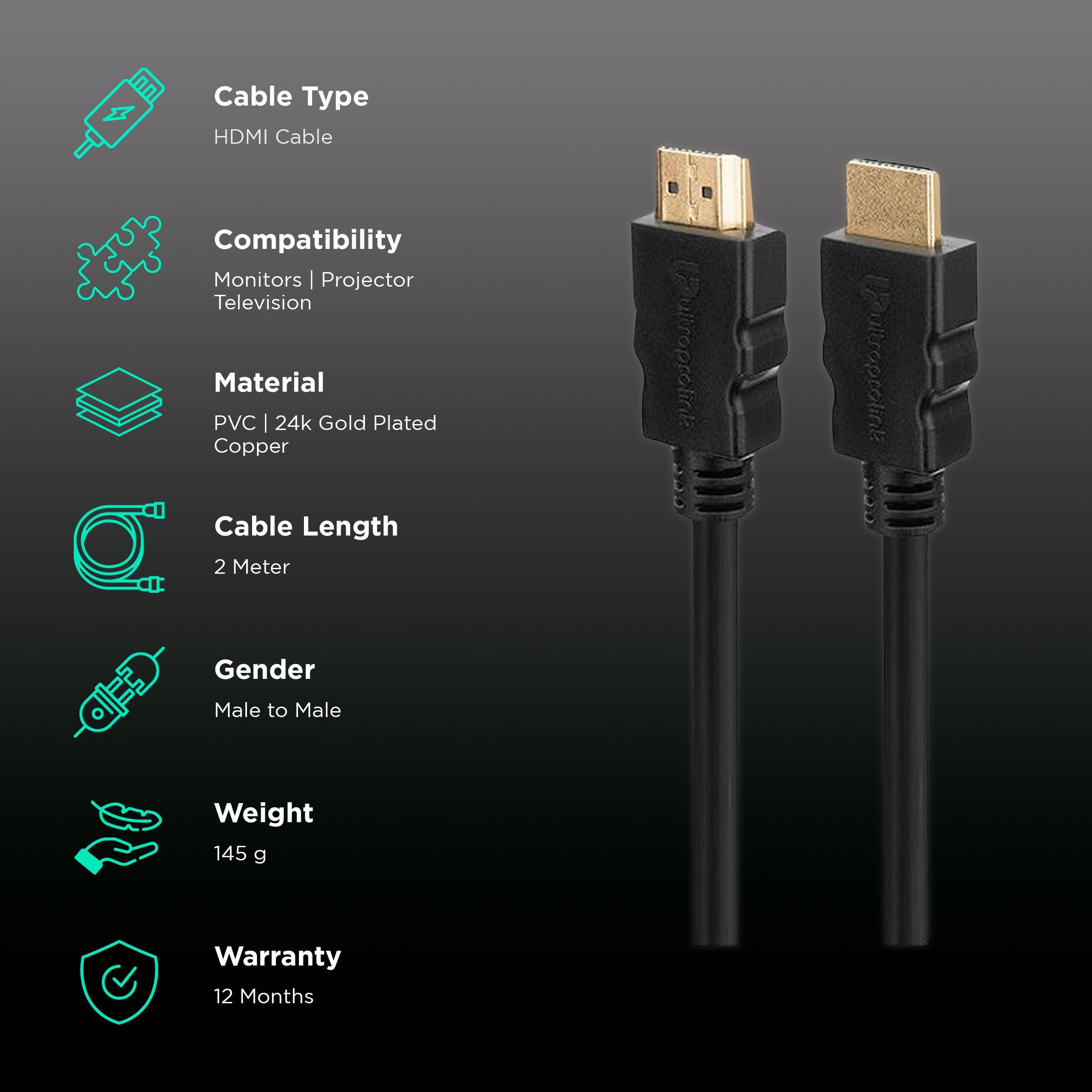 ultraprolink Pro-Connect HDMI 2 to HDMI 2 HDMI Cable (Optimized Resolution, Black) ultraprolink Pro-Connect HDMI 2 to HDMI 2 HDMI Cable (Optimized Resolution, Black)_2