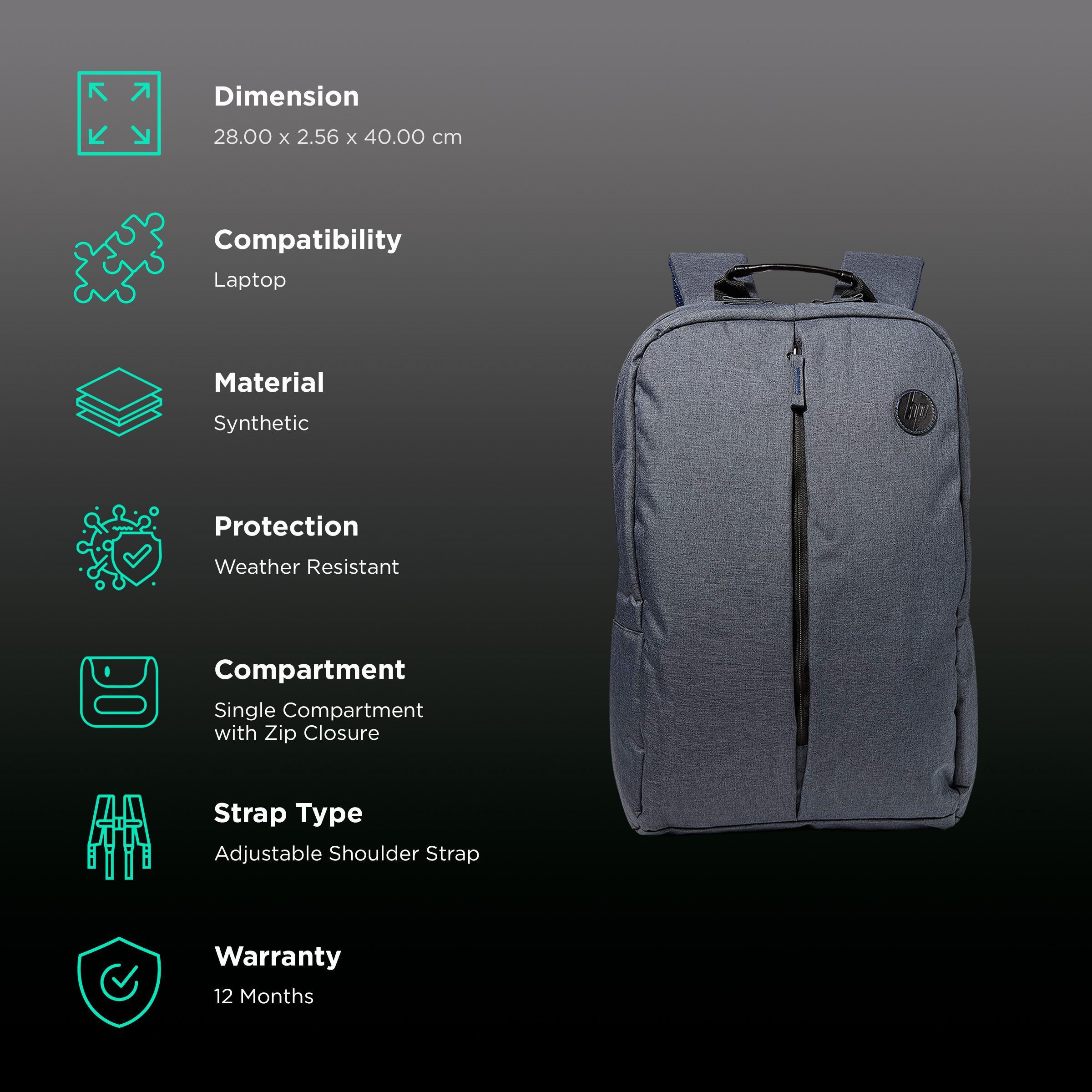 HP Value Synthetic Laptop Backpack for 15.6 Inch Laptop (Weather Resistant, Grey)_2