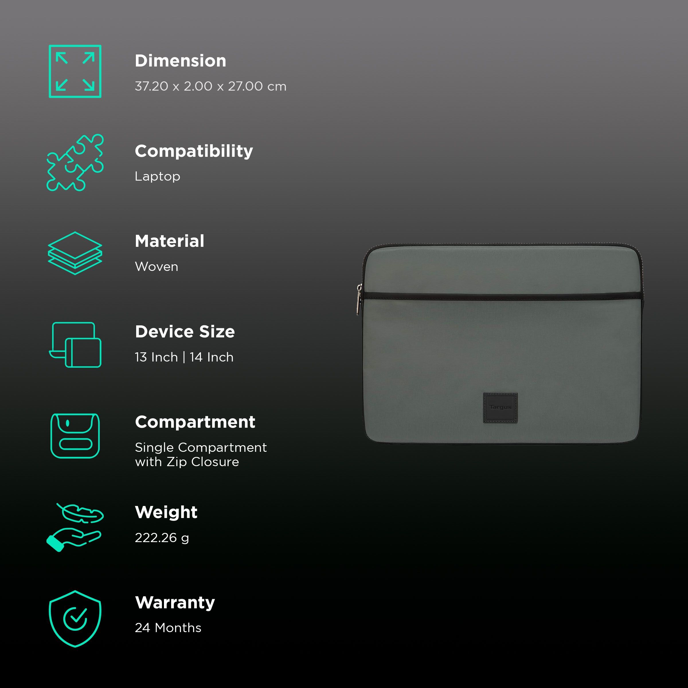 Targus Urban Woven Laptop Sleeve for 13 & 14 Inch Laptop (Lightweight, Olive) Targus Urban Woven Laptop Sleeve for 13 & 14 Inch Laptop (Lightweight, Olive)_3