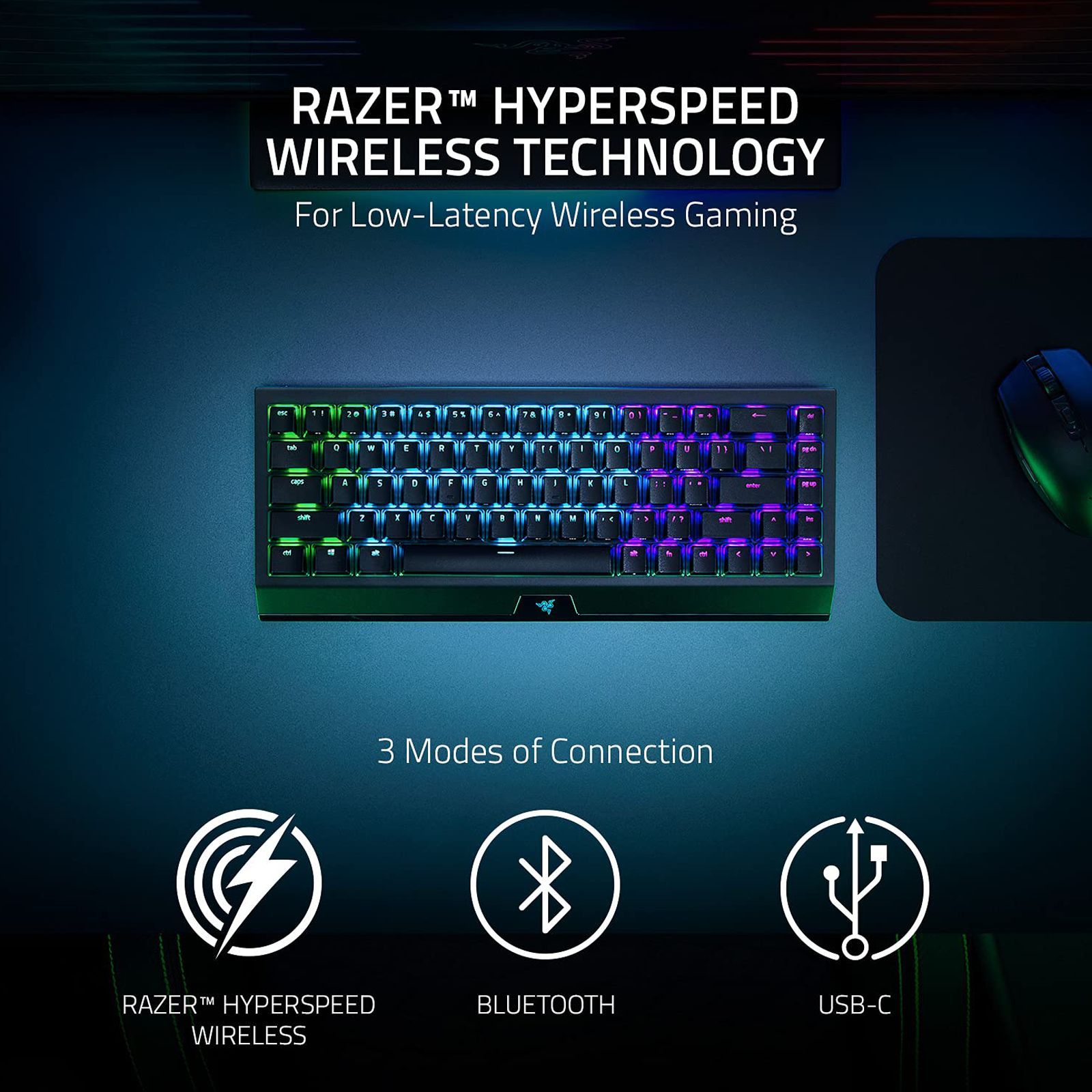RAZER BlackWidow V3 Mini Phantom Edition Bluetooth & 2.4GHz Wireless Gaming Keyboard with Multi Device Connectivity (Double-Shot ABS Keycap, Black)_6