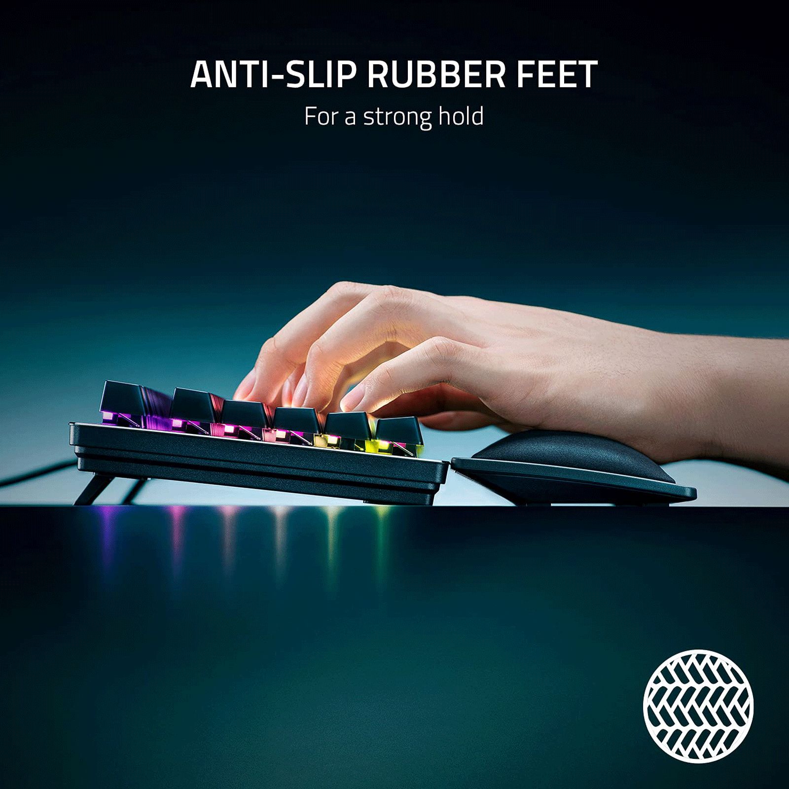 RAZER Ergonomic Wrist Rest For Mini Keyboards (Anti-Slip Rubber Feet, RC21-01720100-R3M1, Black)_3
