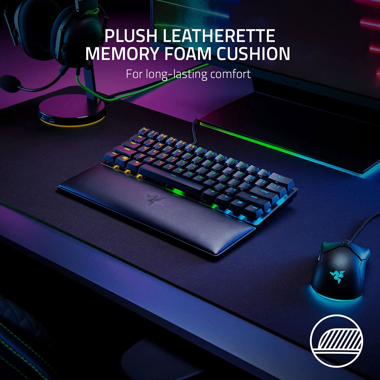 RAZER Ergonomic Wrist Rest For Mini Keyboards (Anti-Slip Rubber Feet, RC21-01720100-R3M1, Black)_4