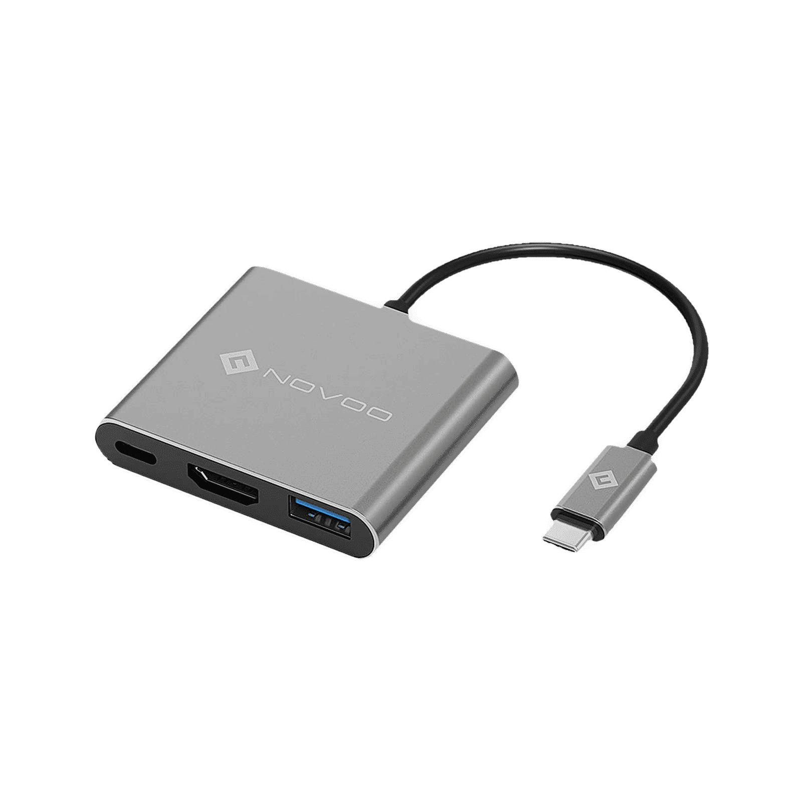 NOVOO 3-in-1 USB 3.0 Type C to USB 3.0 Type C, USB 3.0 Type A, HDMI Type A USB Hub (Supports 4K Resolution, Dark Grey) NOVOO 3-in-1 USB 3.0 Type C to USB 3.0 Type C, USB 3.0 Type A, HDMI Type A USB Hub (Supports 4K Resolution, Dark Grey)_1