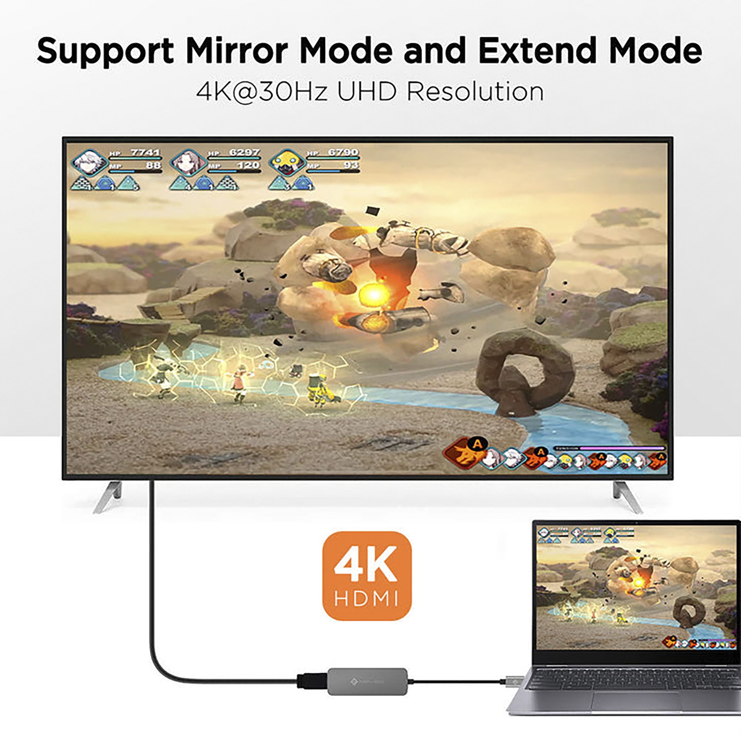 NOVOO 4-in-1 USB 3.0 Type C to USB 2.0 Type C, USB 3.0 Type A, USB 2.0 Type A, HDMI 1.4 USB Hub (Supports 4K Resolution, Dark Grey)_4